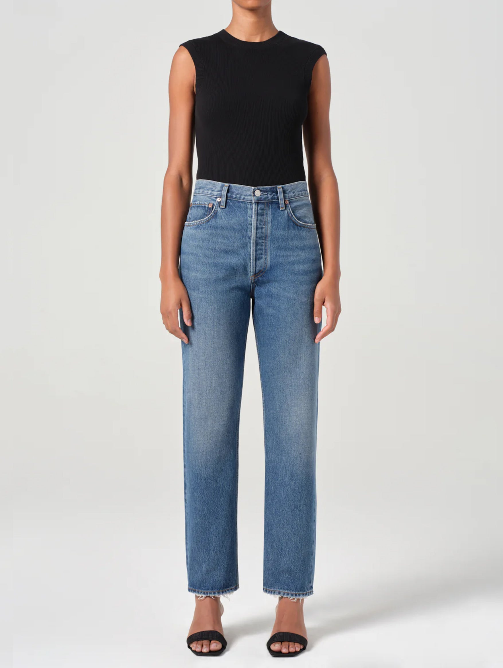 90's Pinch Waist High Rise Straight Jean in Essence