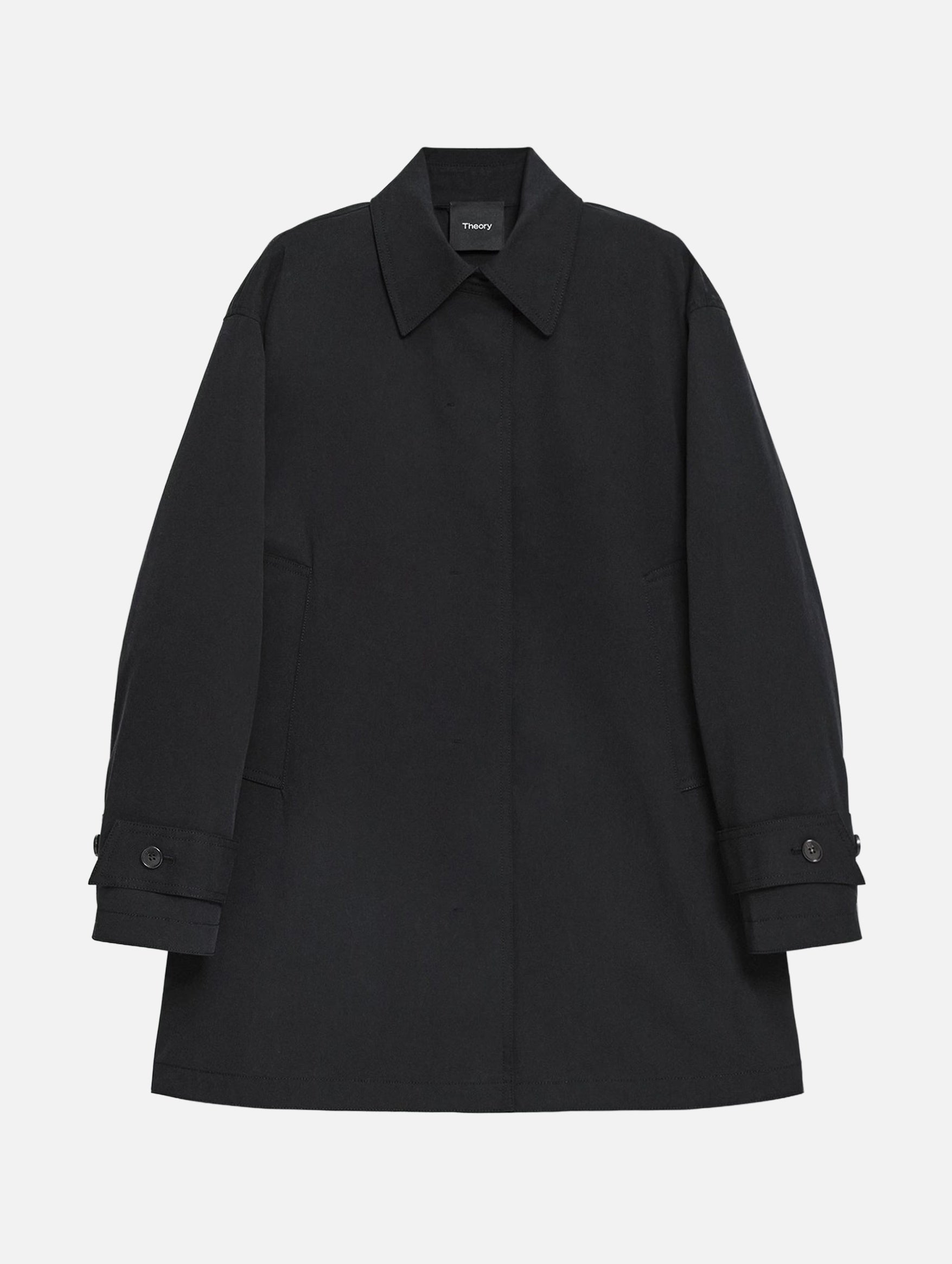A-Line Cotton Trench Coat in Black