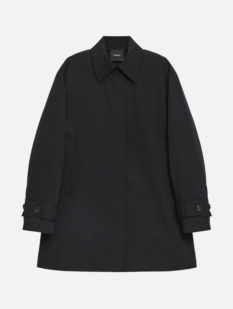 A-Line Cotton Trench Coat in Black