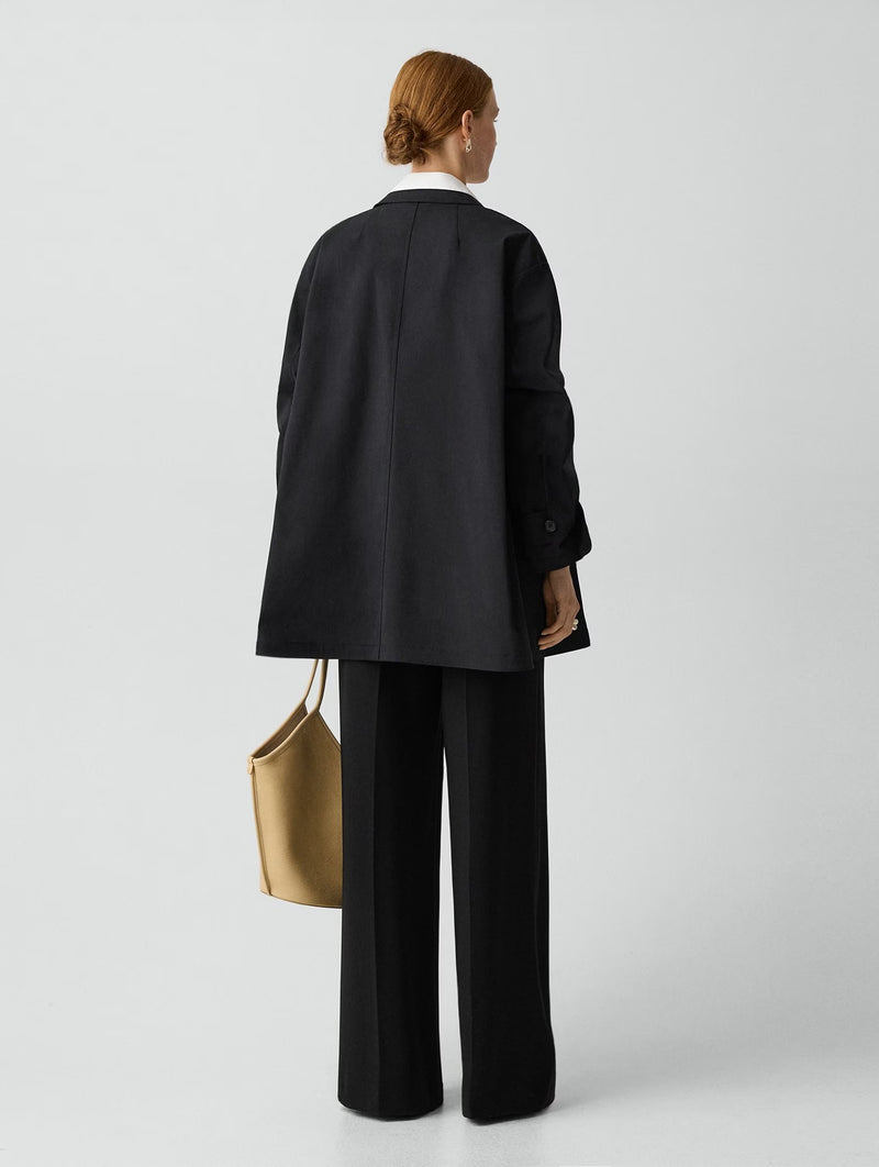 A-Line Cotton Trench Coat in Black