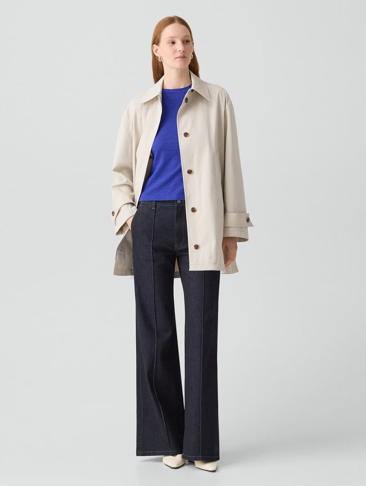 A-Line Cotton Trench Coat in Sand