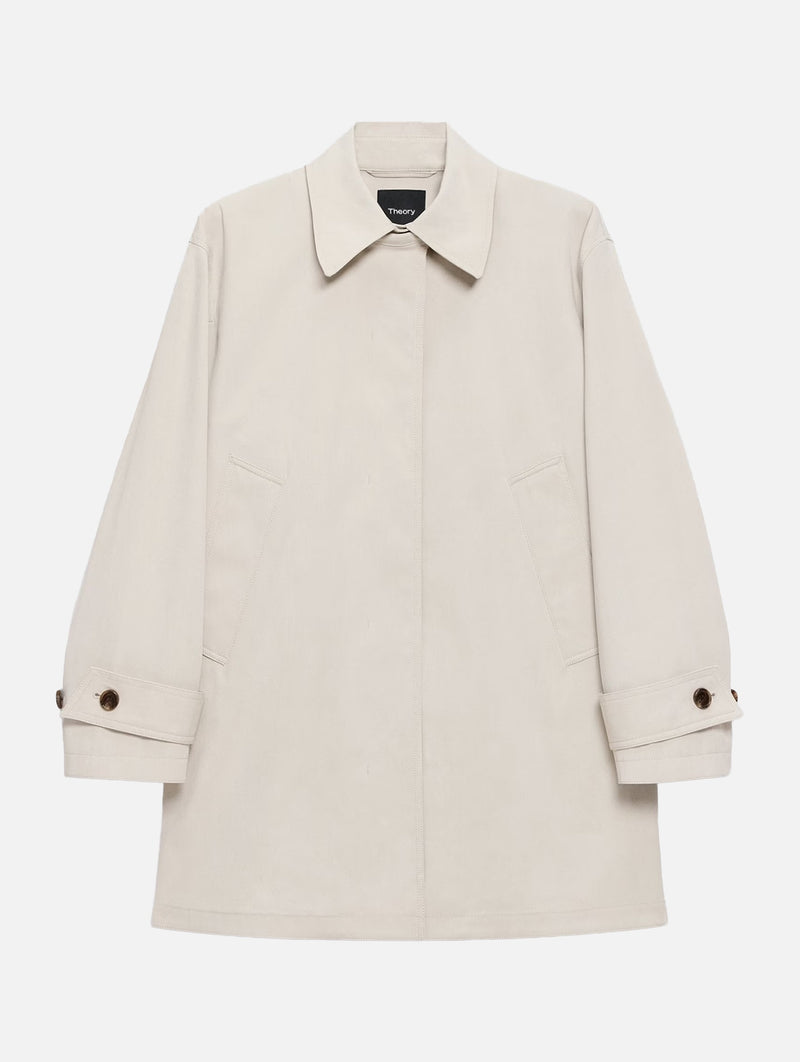 A-Line Cotton Trench Coat in Sand