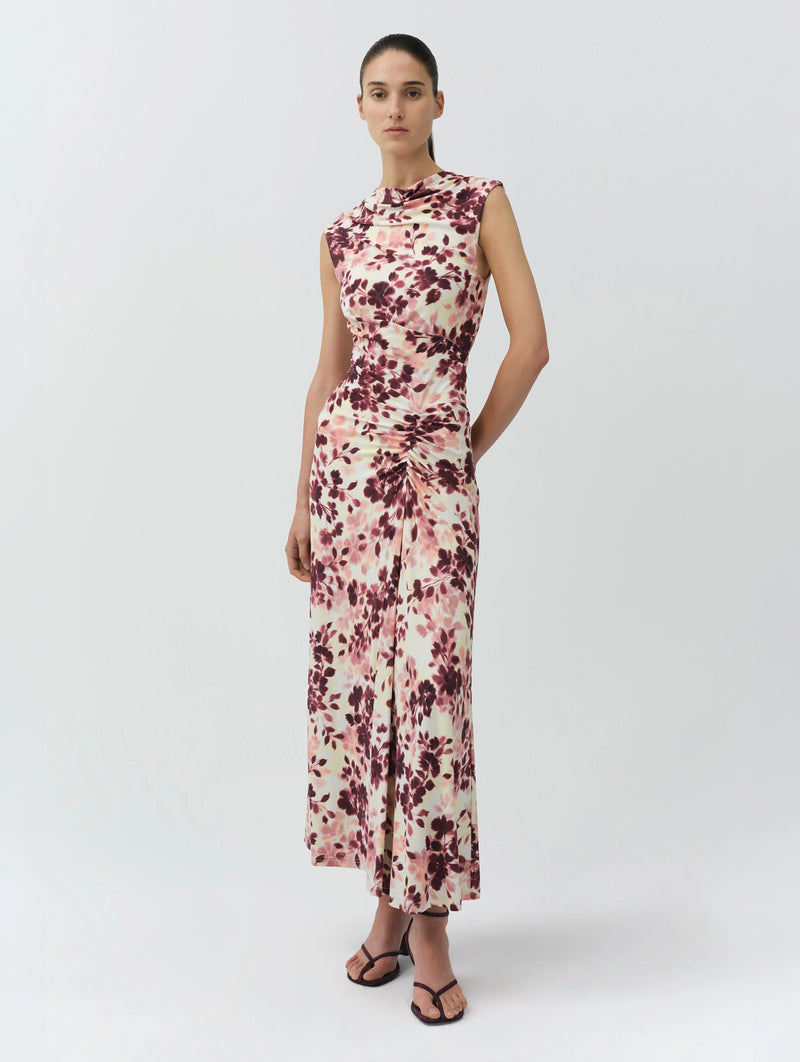 Acacia Midi Dress in Fig Multi