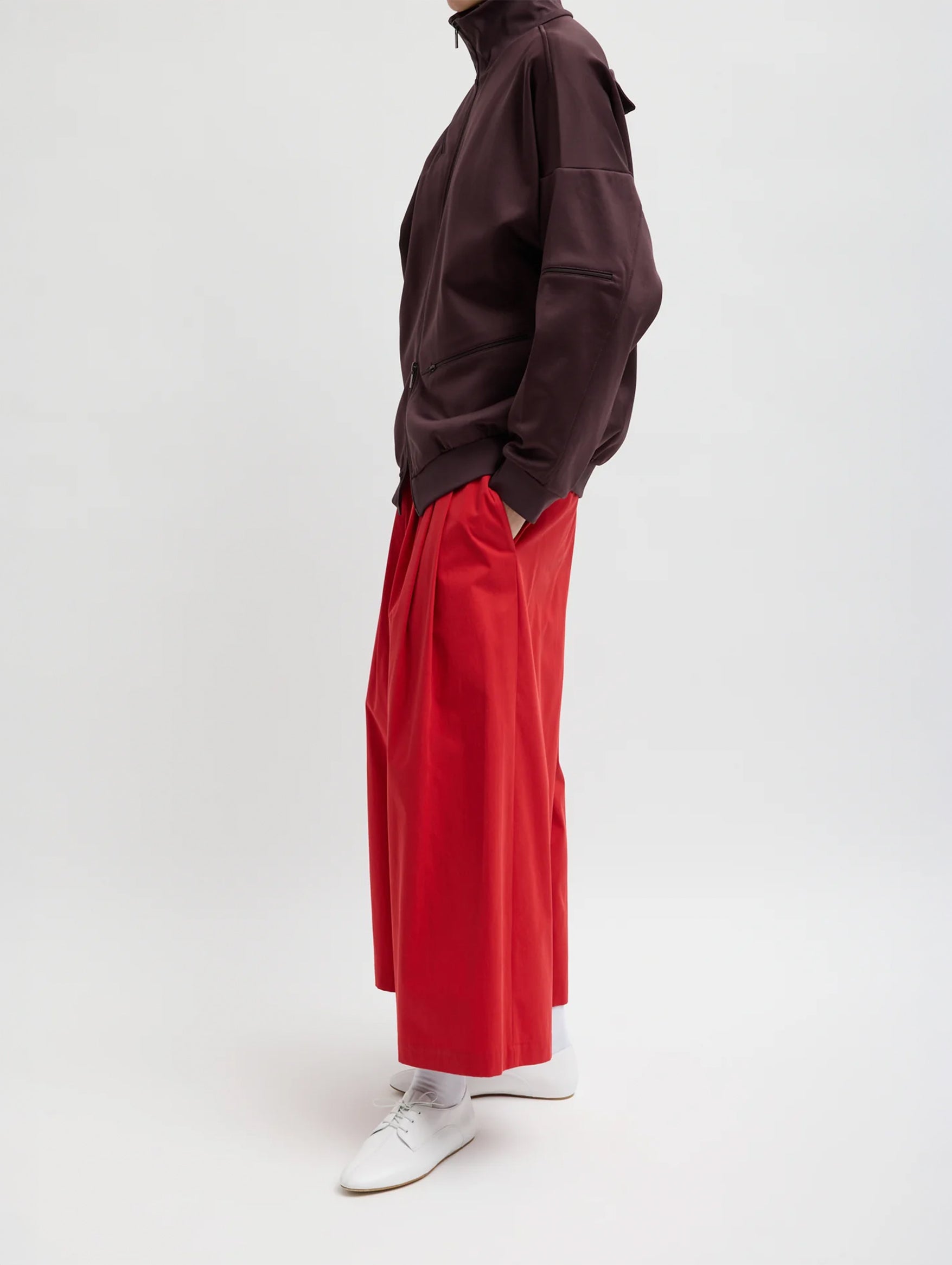 Active Knit Zipper Detailed Track Jacket in Brown