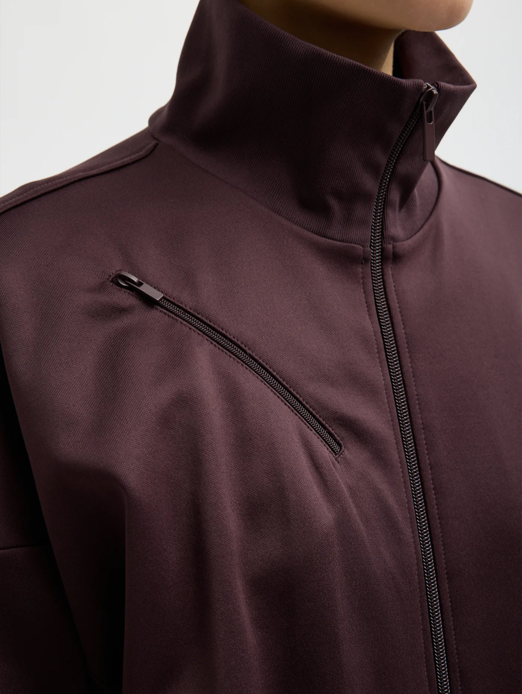 Active Knit Zipper Detailed Track Jacket in Brown