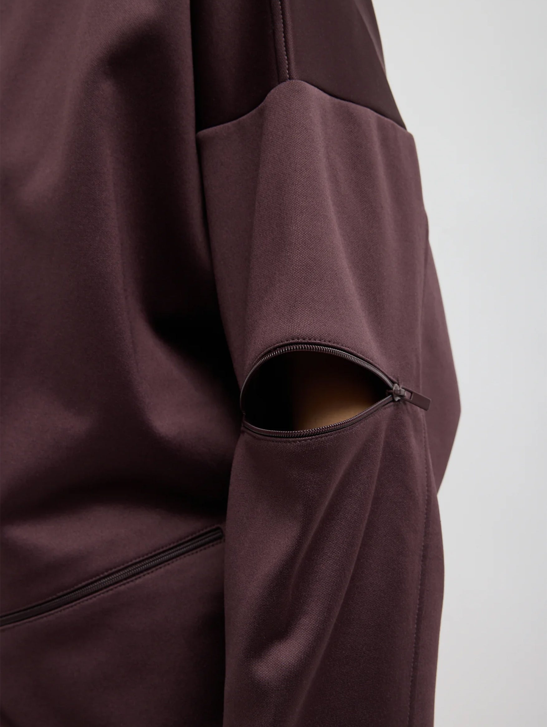Active Knit Zipper Detailed Track Jacket in Brown