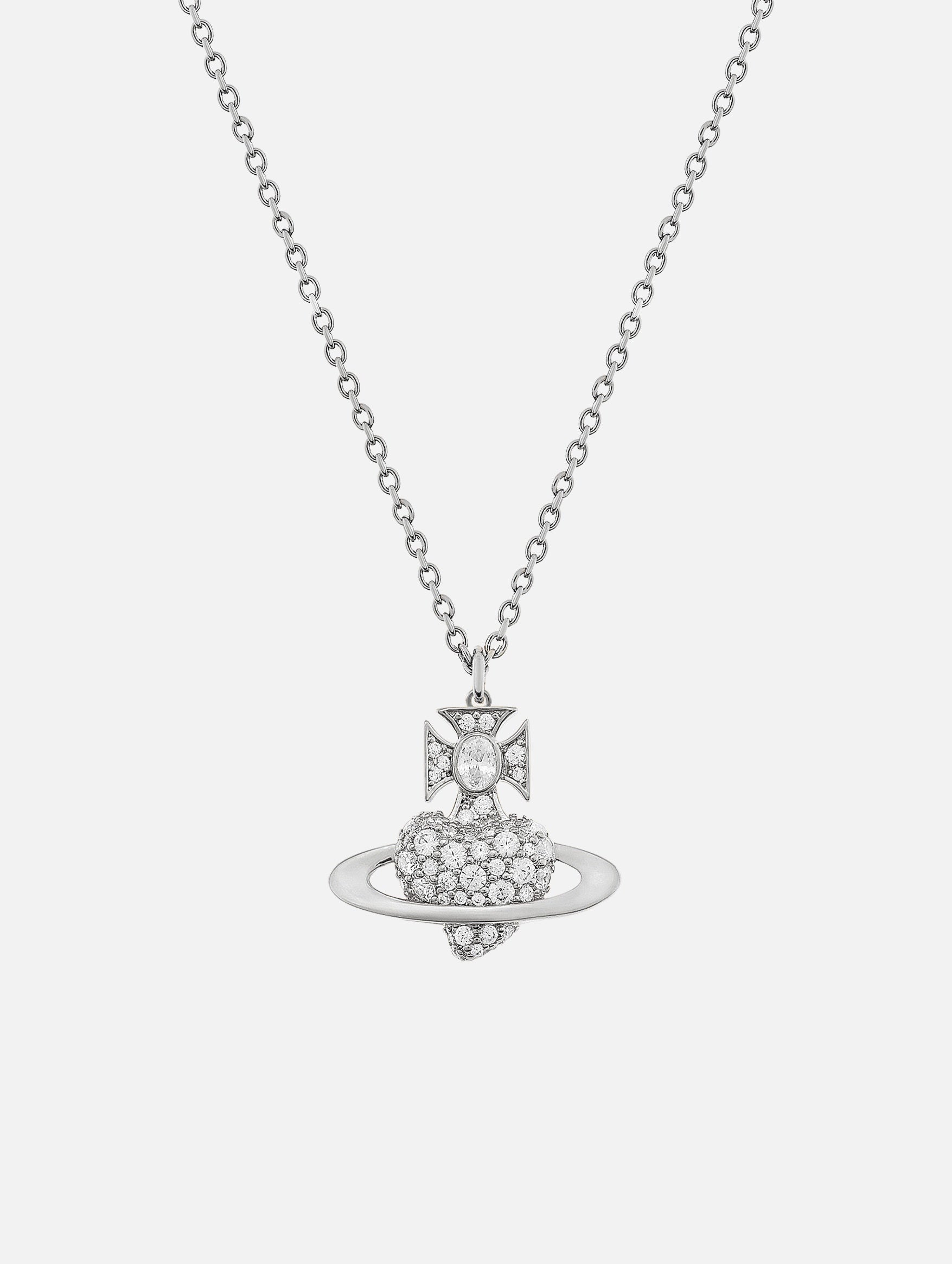 Agnatha Bas Relief Pendant in Platinum & White Cz