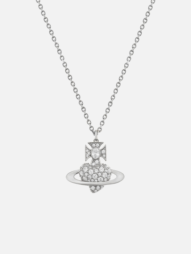 Agnatha Bas Relief Pendant in Platinum & White Cz