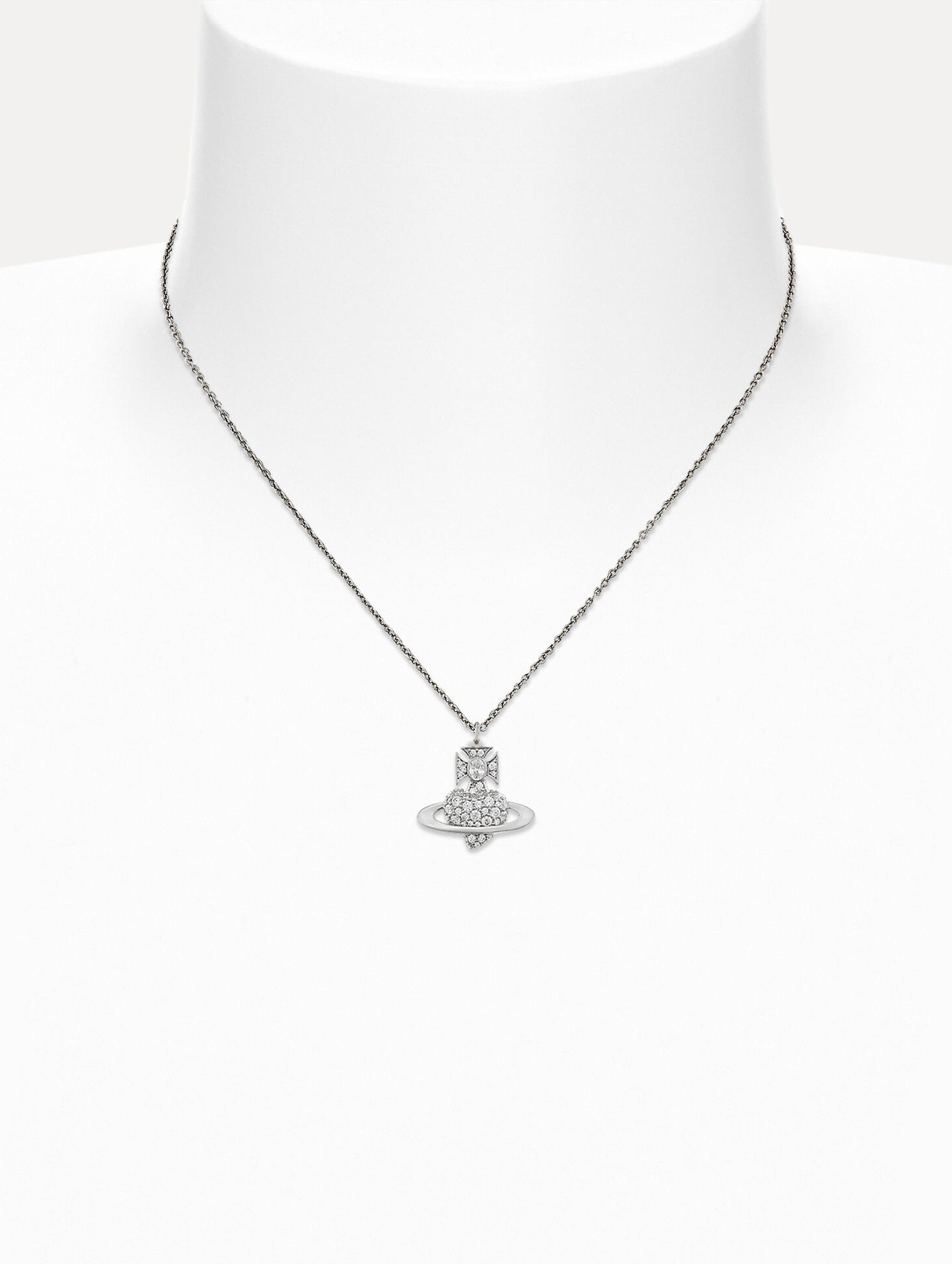 Agnatha Bas Relief Pendant in Platinum & White Cz