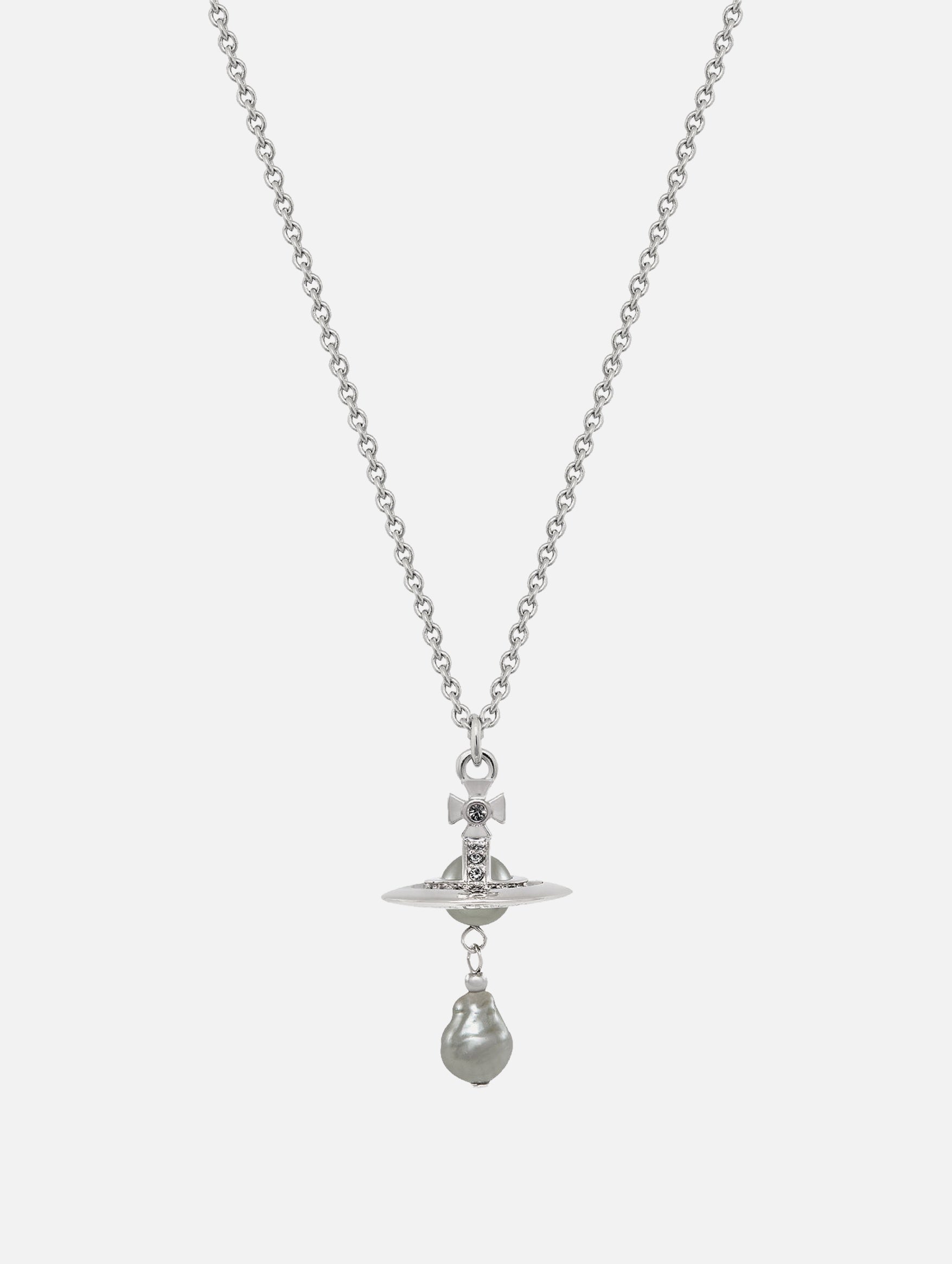 Aleksa Pendant in Platinum, Creamrose Pearl & Crystal