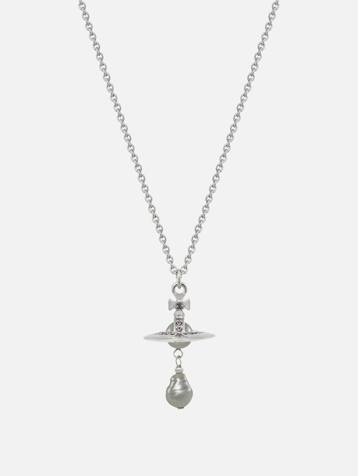 Aleksa Pendant in Platinum, Creamrose Pearl & Crystal
