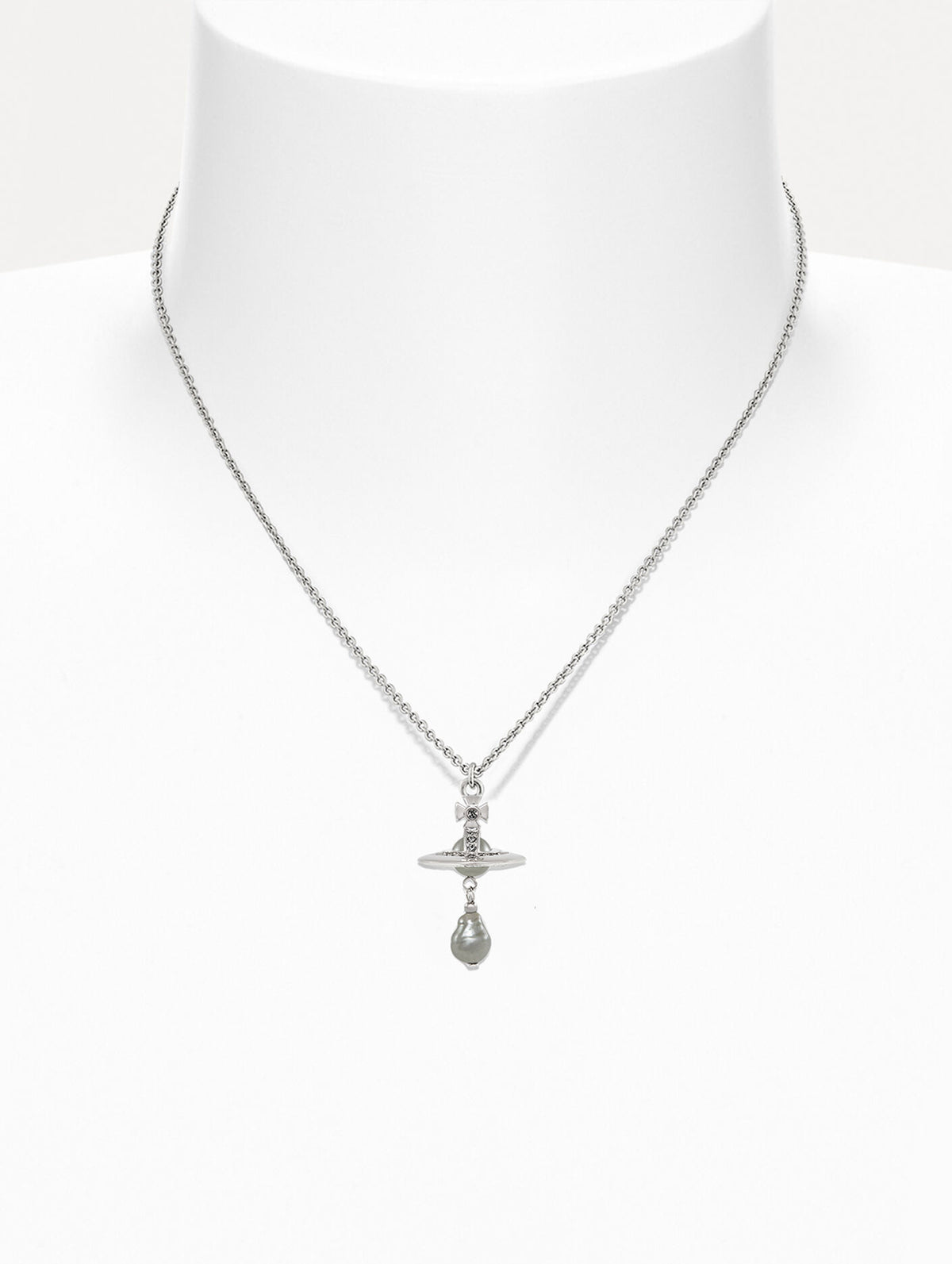 Aleksa Pendant in Platinum, Creamrose Pearl & Crystal