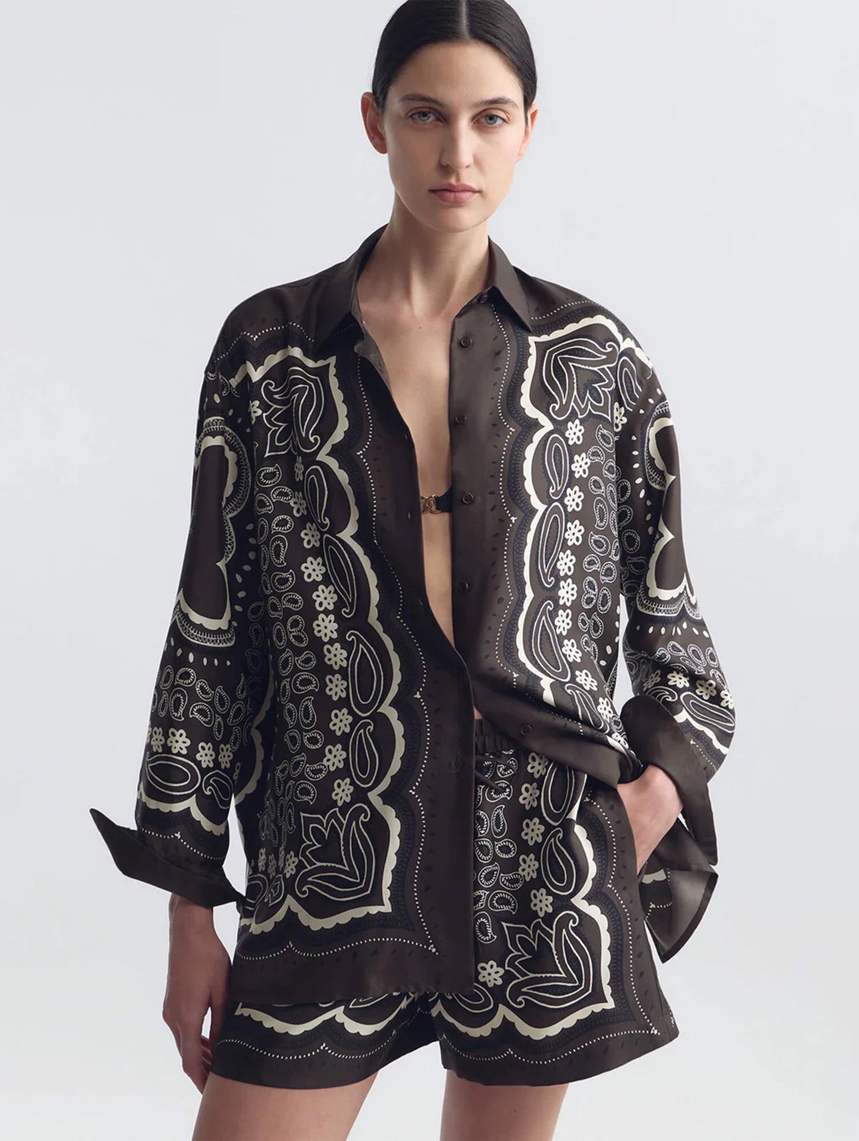 Frances Short in Brown Ivory Bandana Print