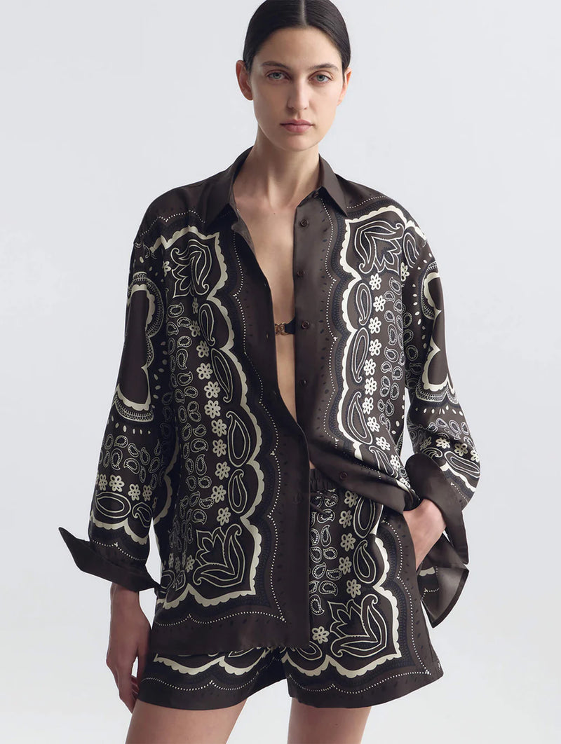 Frances Short in Brown Ivory Bandana Print