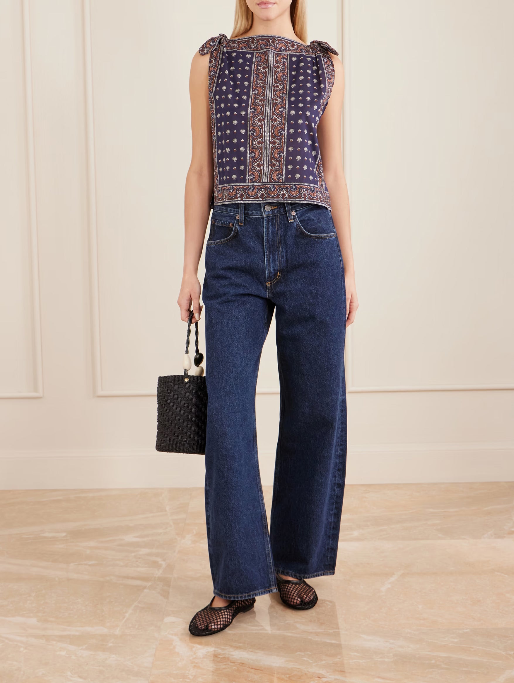 Amalia Top in Bleu Foulard De La Mer