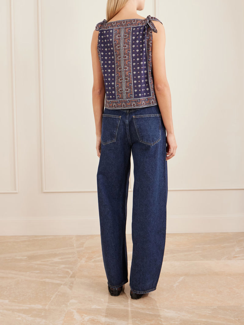 Amalia Top in Bleu Foulard De La Mer