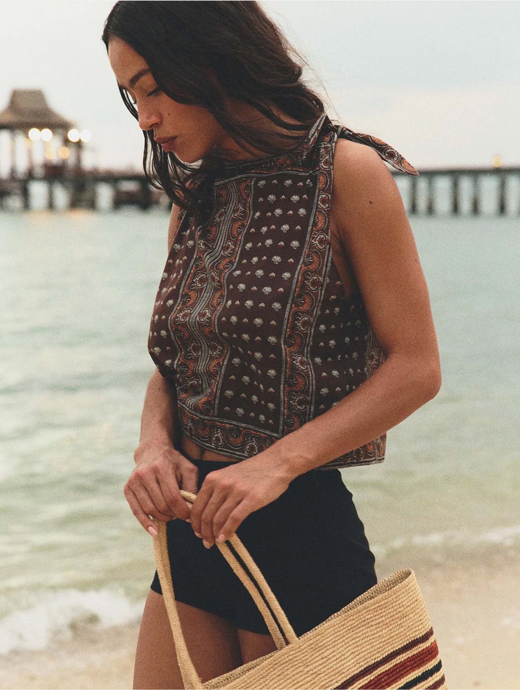 Amalia Top in Terre Foulard De La Mer