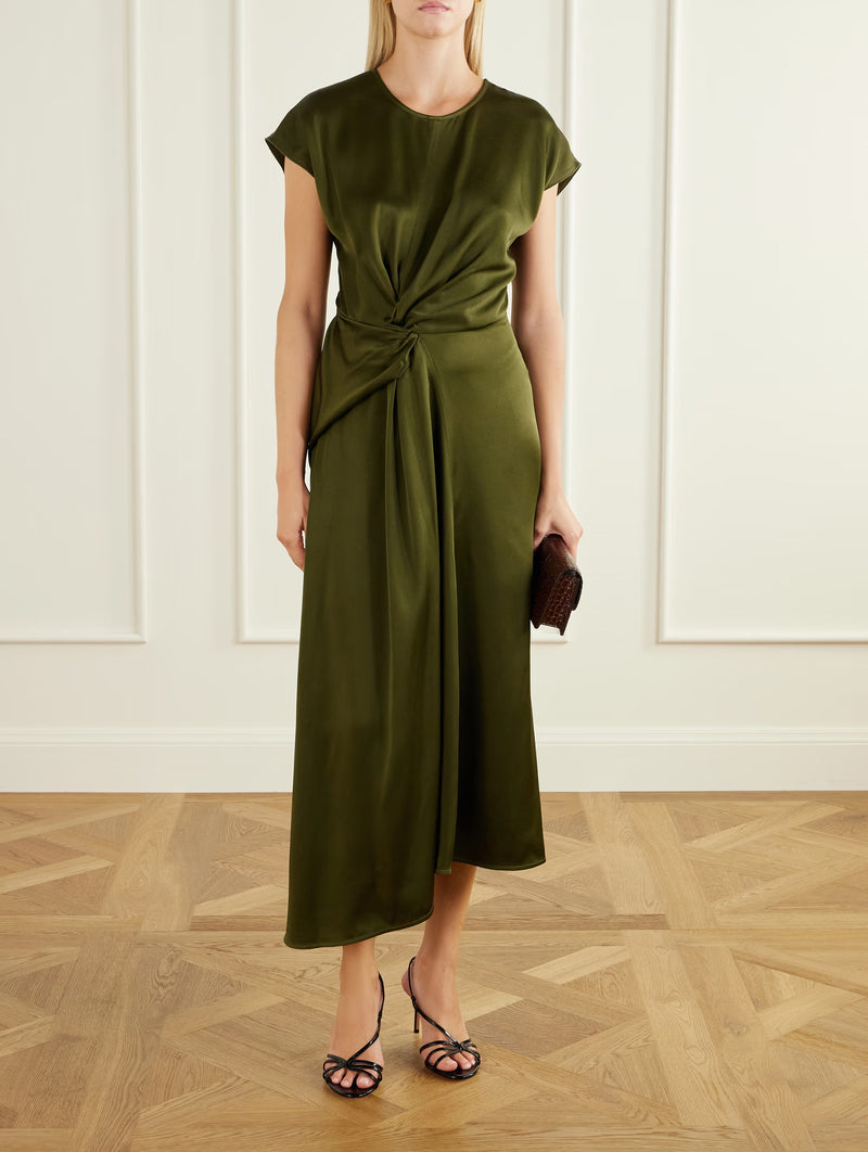 Aria Midi Dress in Marsh Green