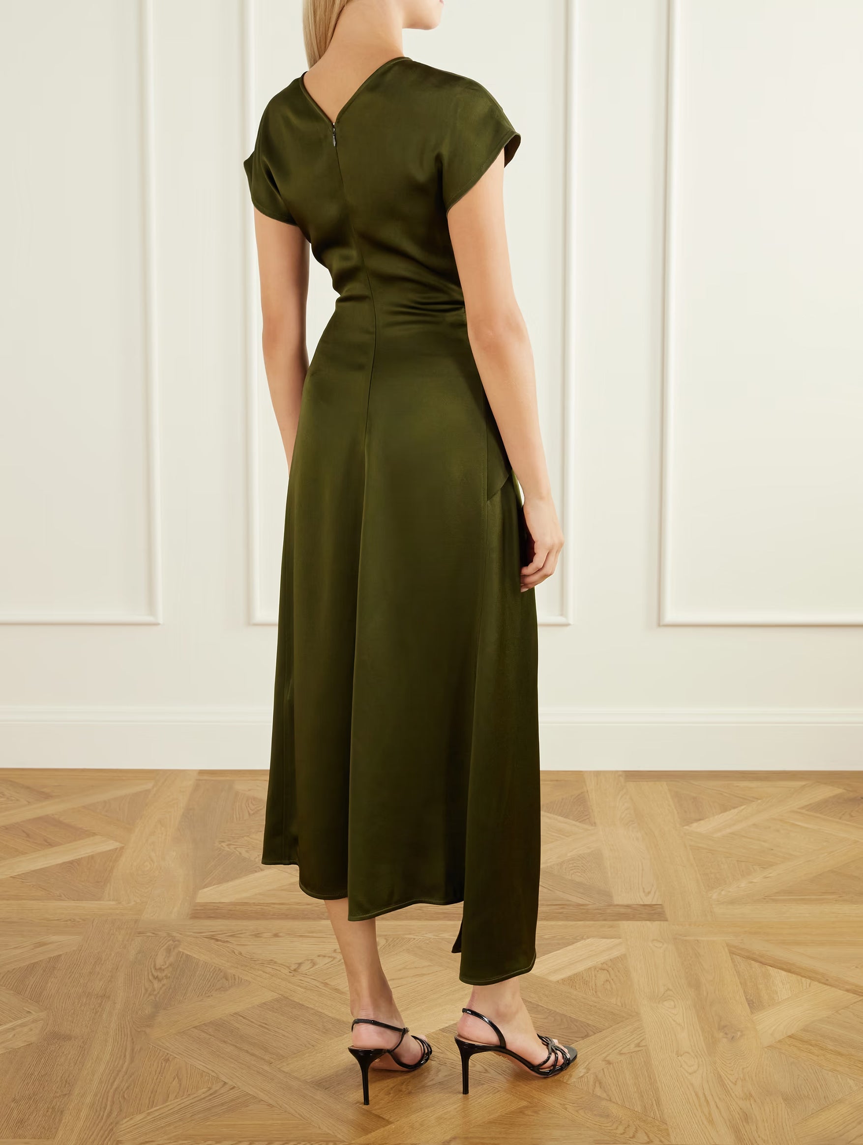 Aria Midi Dress in Marsh Green