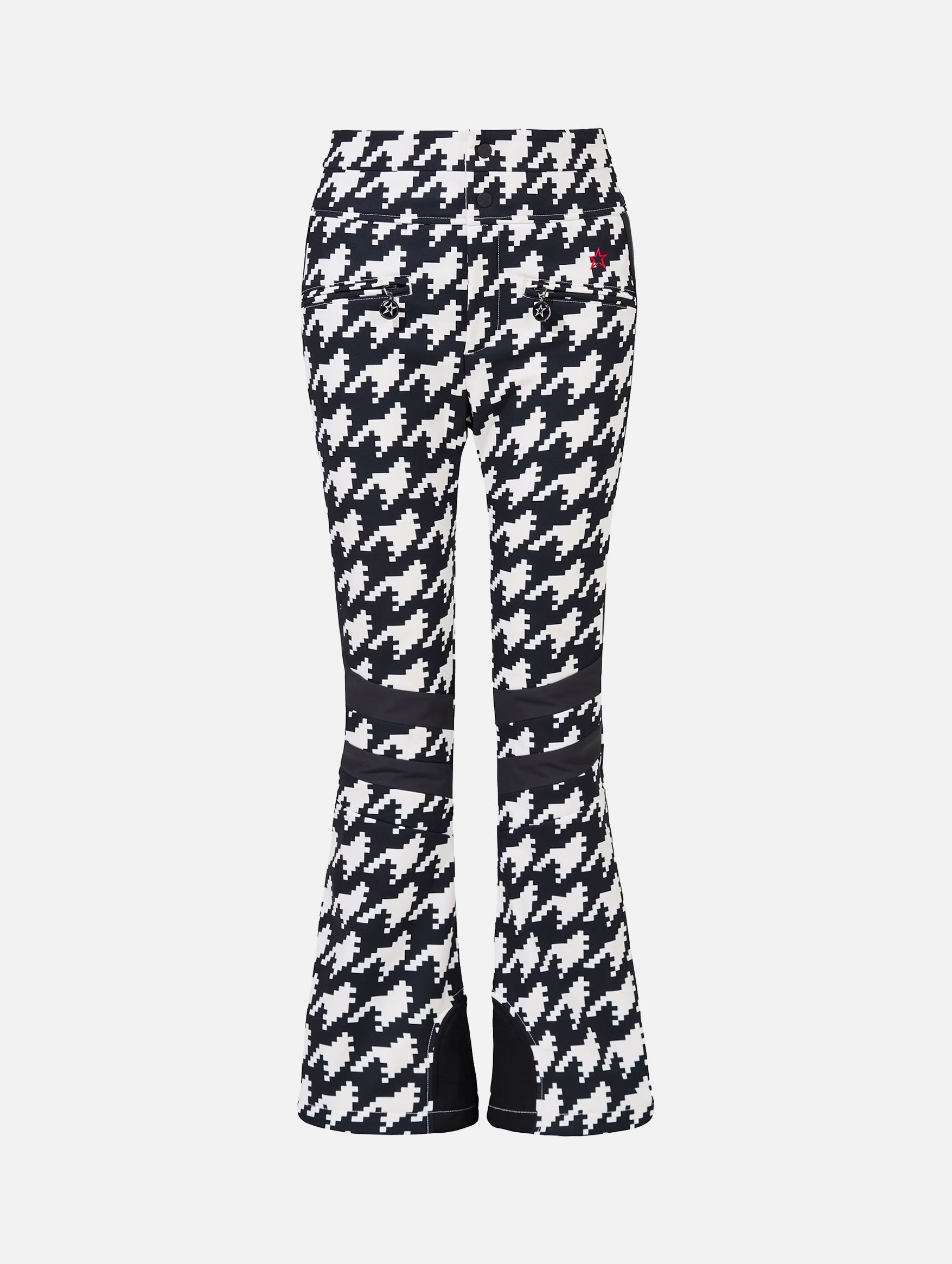 Aurora High-Waist Flare Ski Pants in Houndstooth
