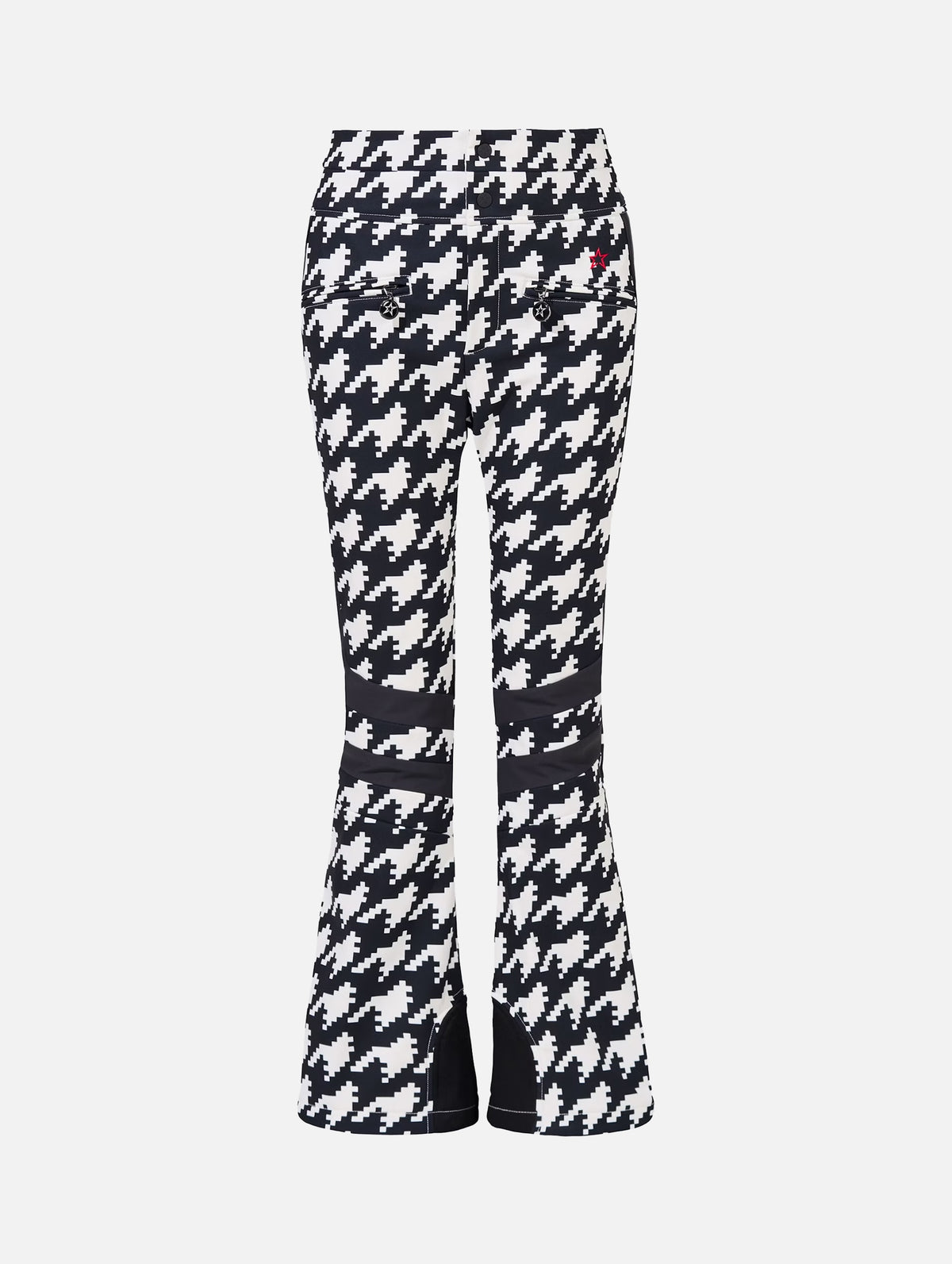 Aurora High-Waist Flare Ski Pants in Houndstooth