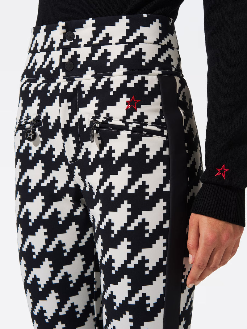 Aurora High-Waist Flare Ski Pants in Houndstooth