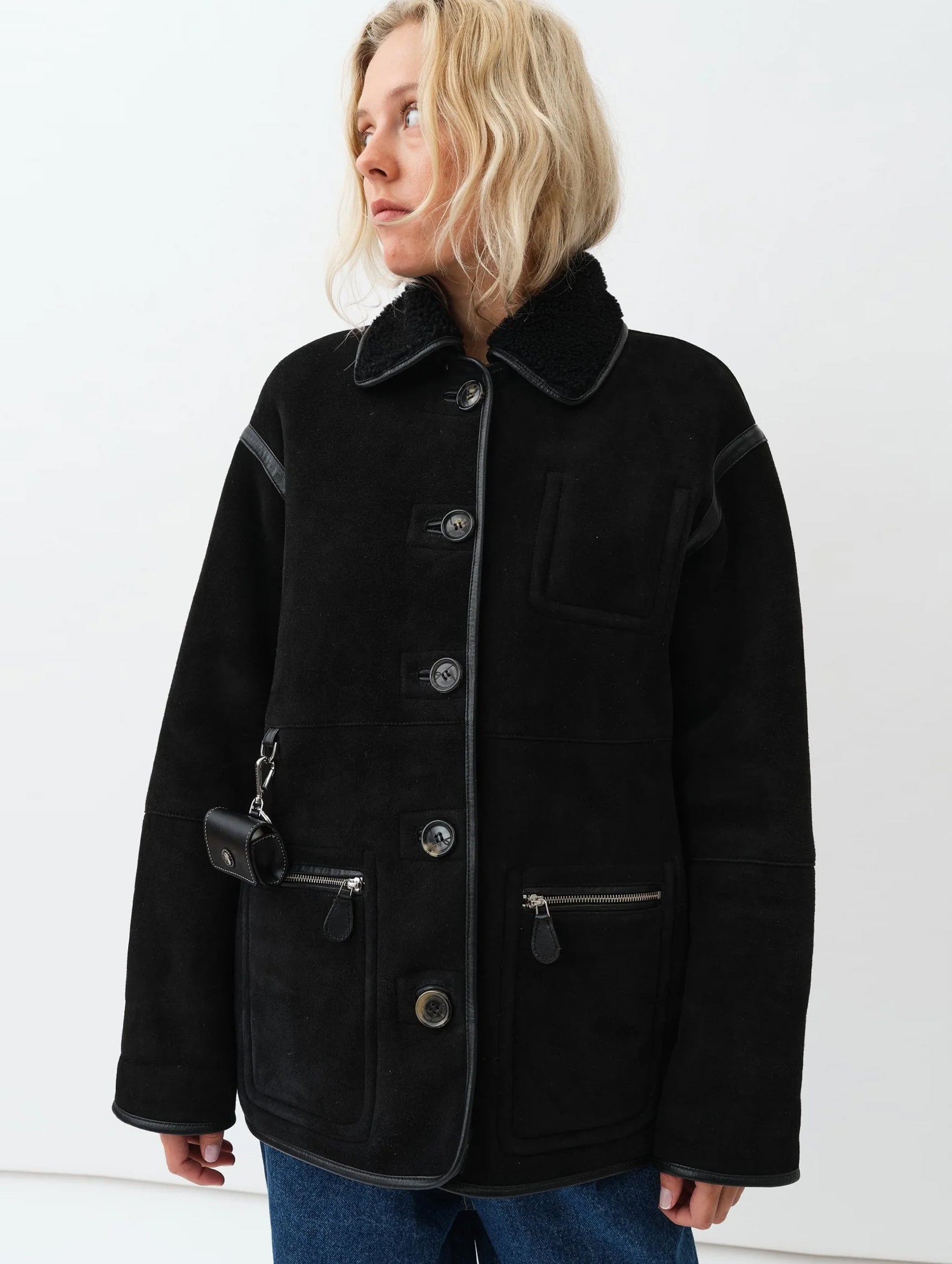 Ada Jacket in Black Shearling