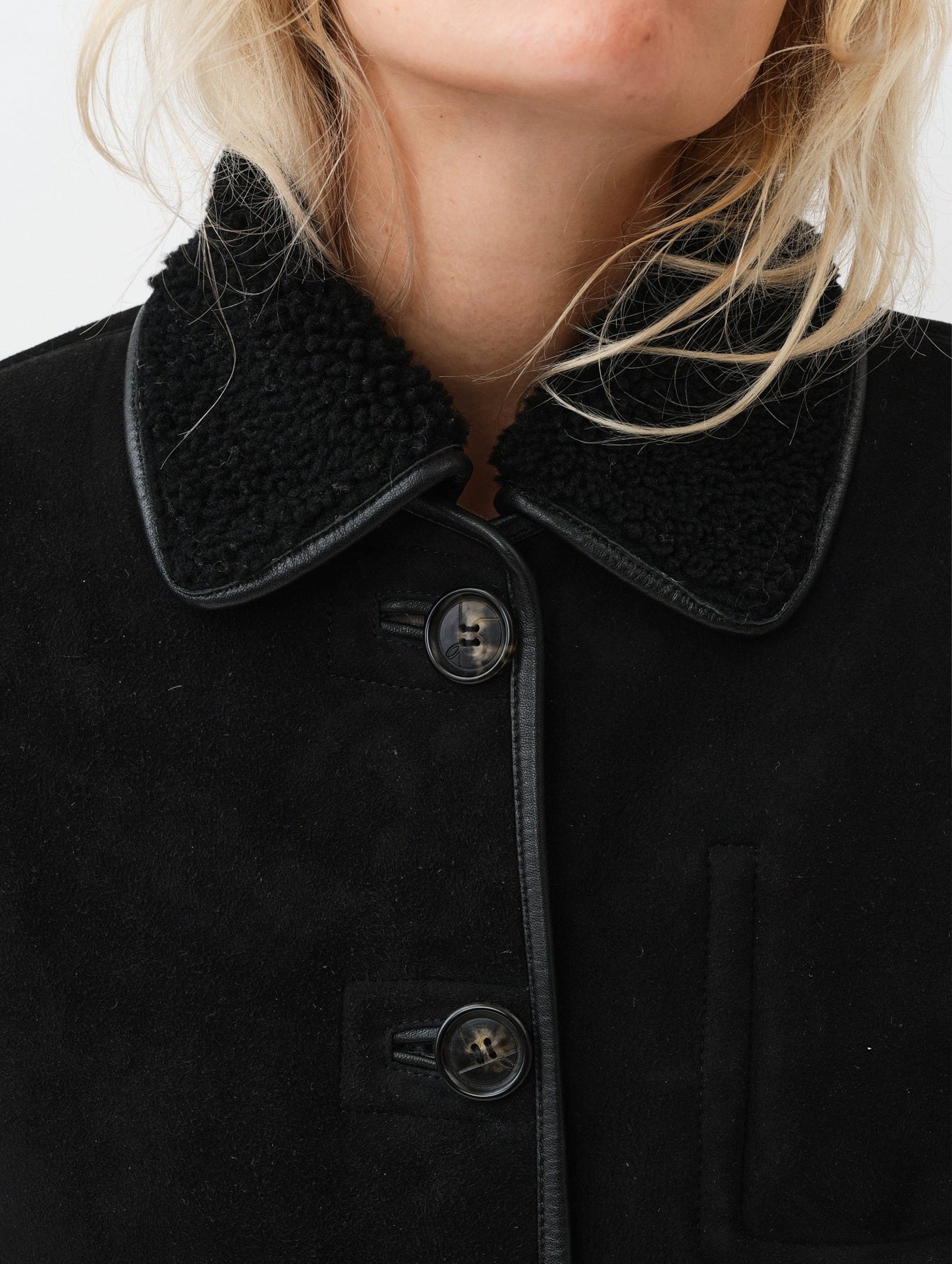 Ada Jacket in Black Shearling