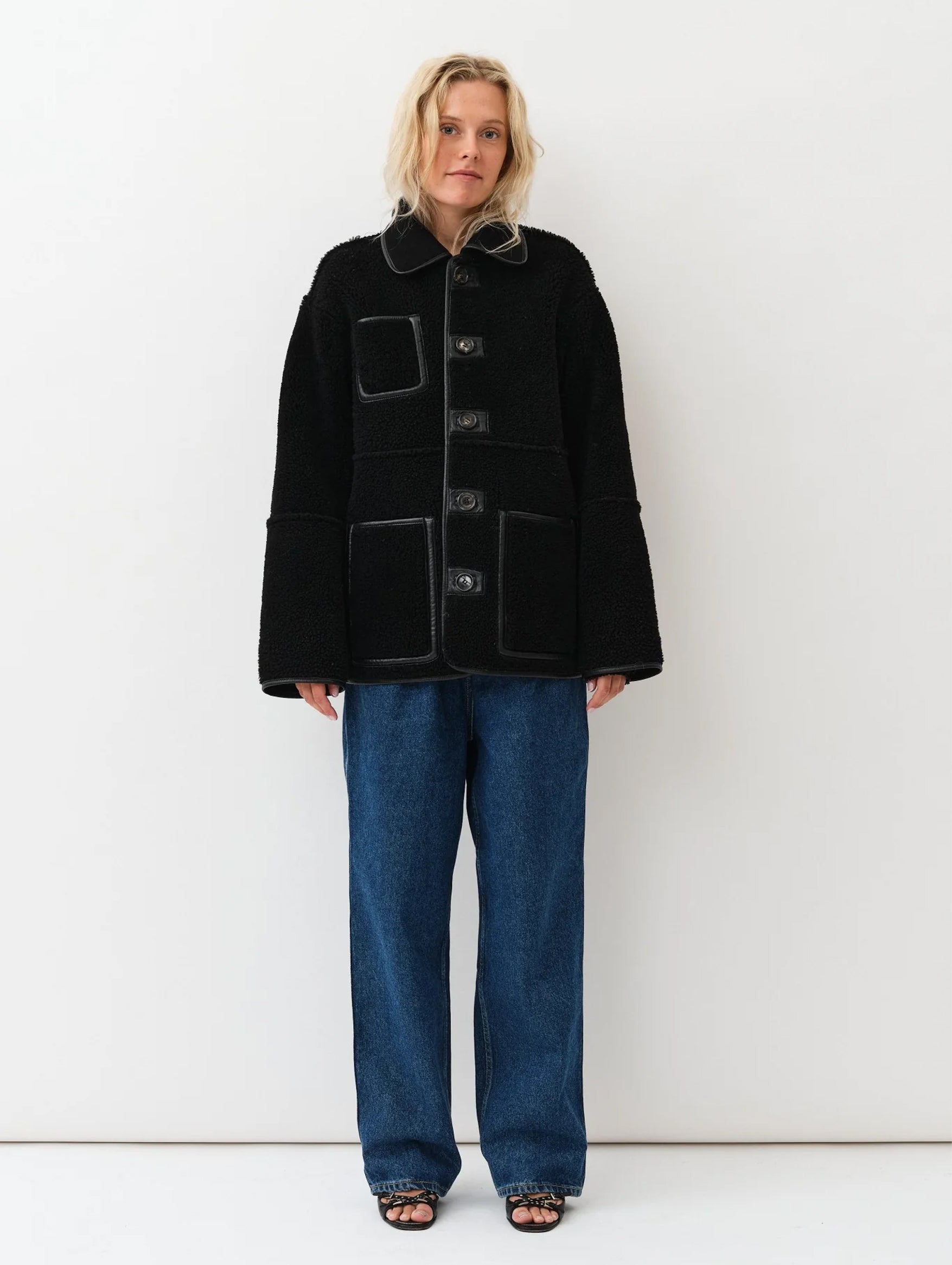 Ada Jacket in Black Shearling