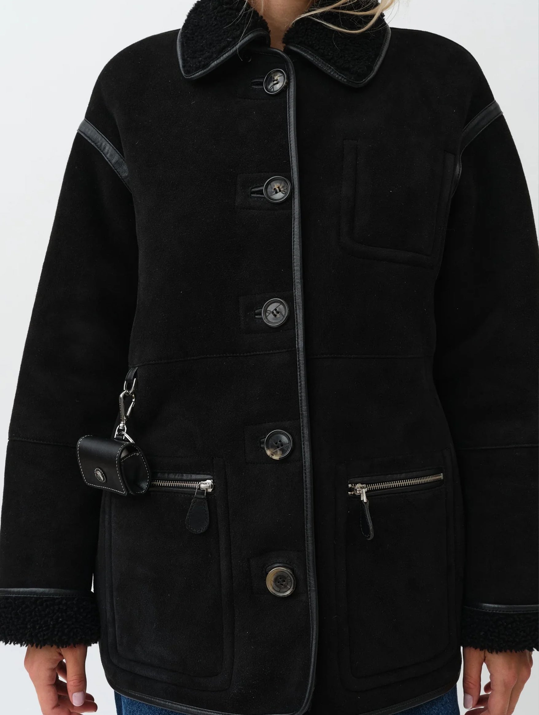 Ada Jacket in Black Shearling