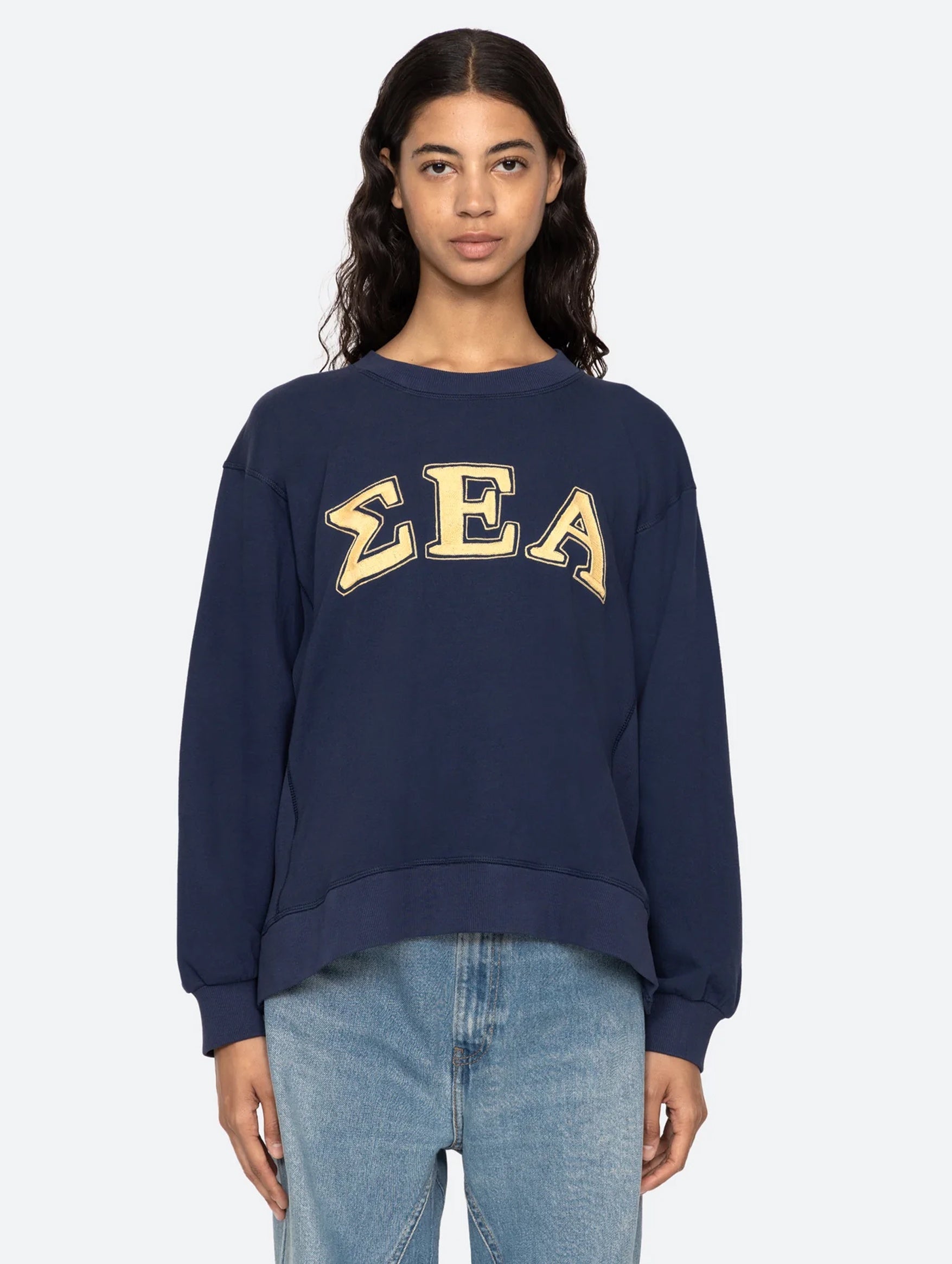 Adonis Embroidery Sweatshirt in Navy