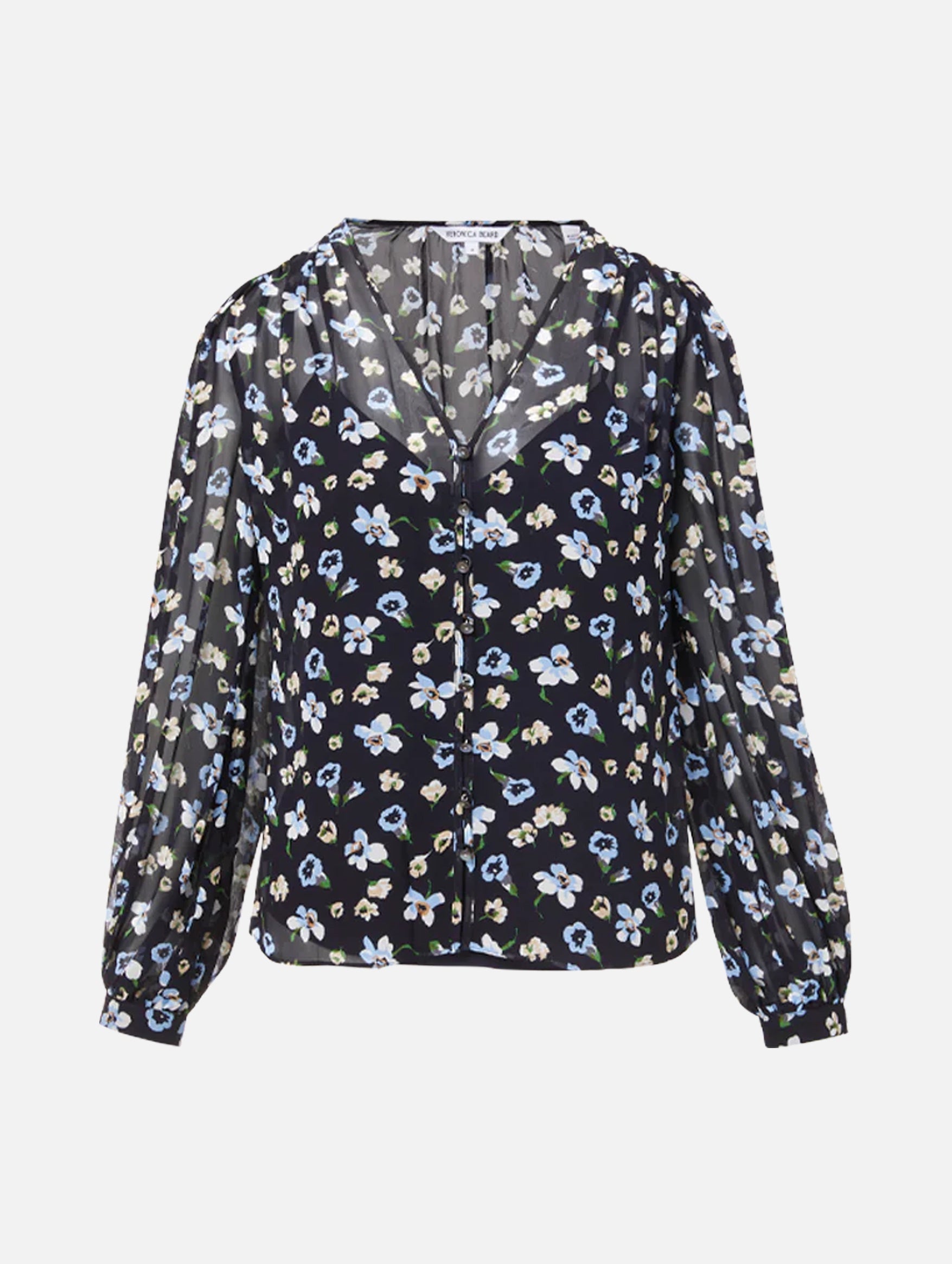 Alec Floral Blouse in Navy