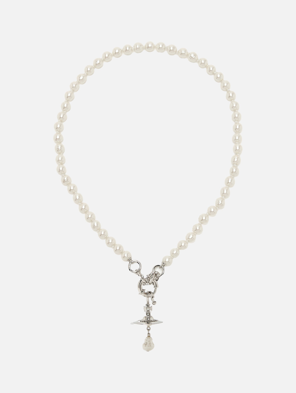 Aleksa Necklace in Platinum / Creamrose Pearl / Crystal