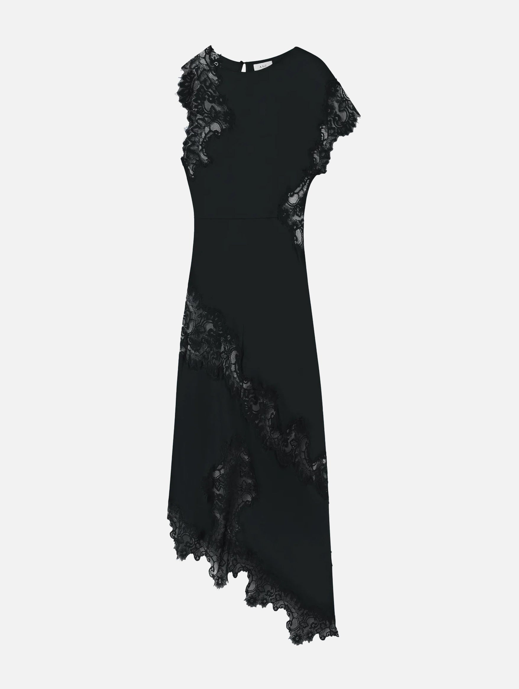 Alessia Satin and Lace Maxi Dress in Black