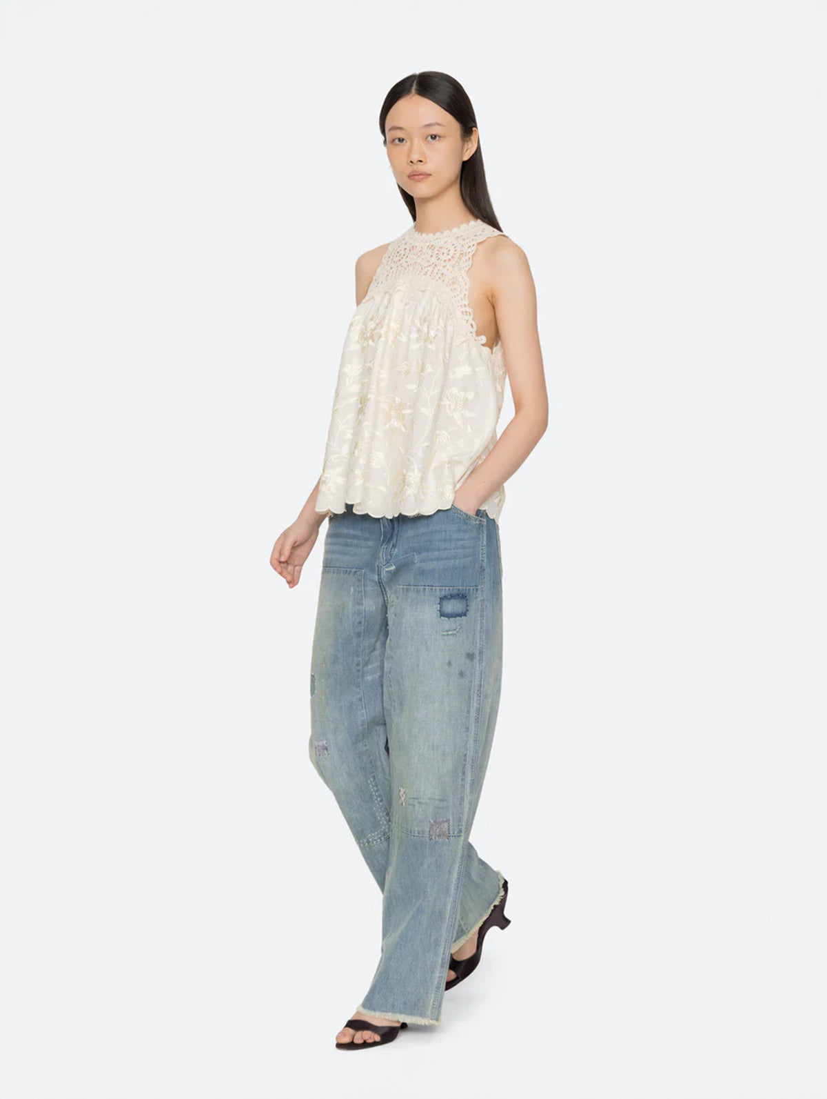 Alina Lace Tank Top in Cream