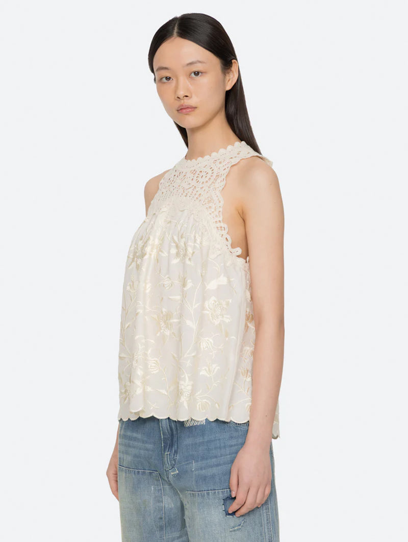Alina Lace Tank Top in Cream