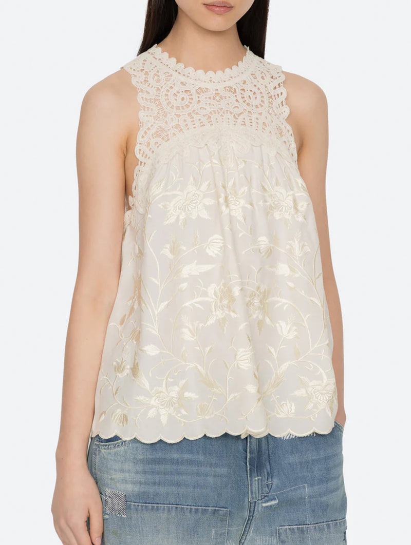 Alina Lace Tank Top in Cream