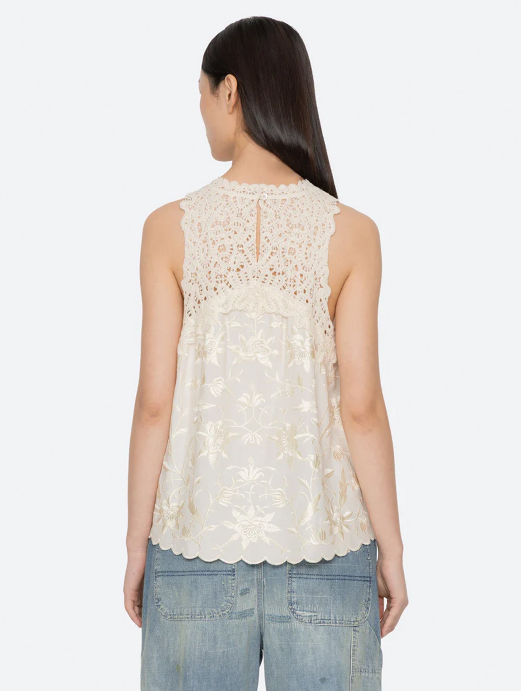 Alina Lace Tank Top in Cream
