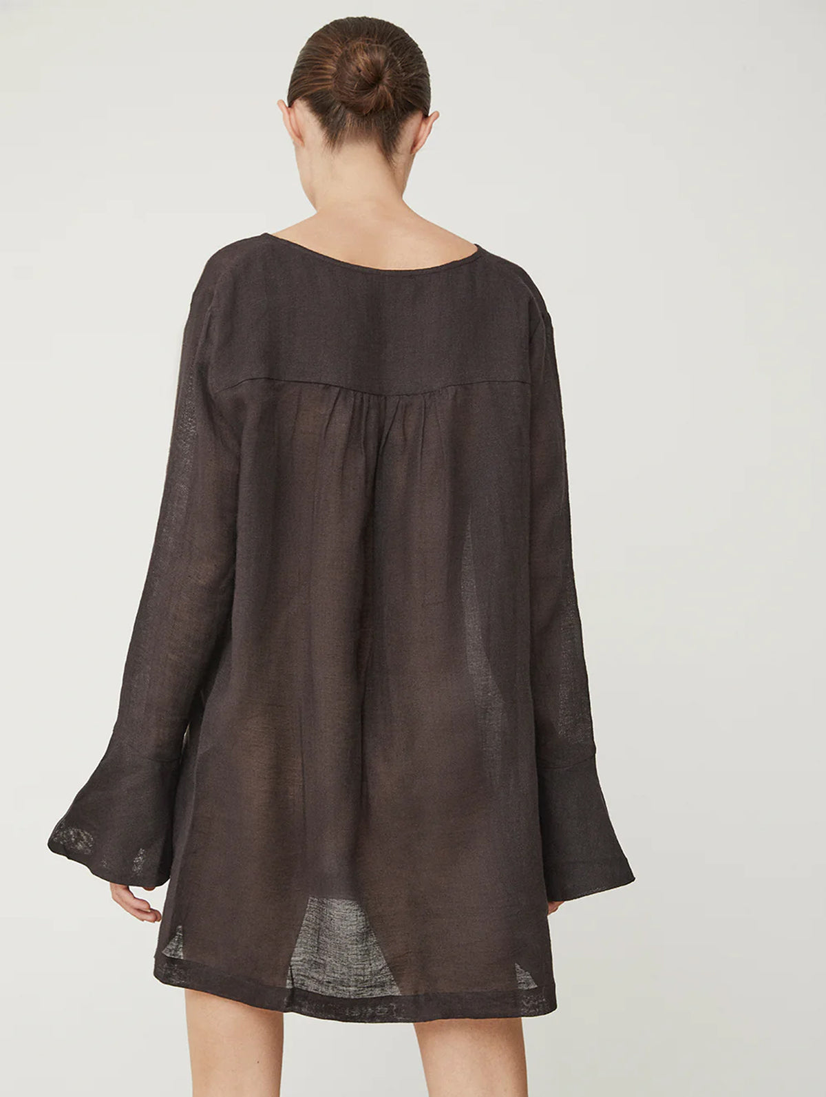 Allegra Linen Dress in Brown