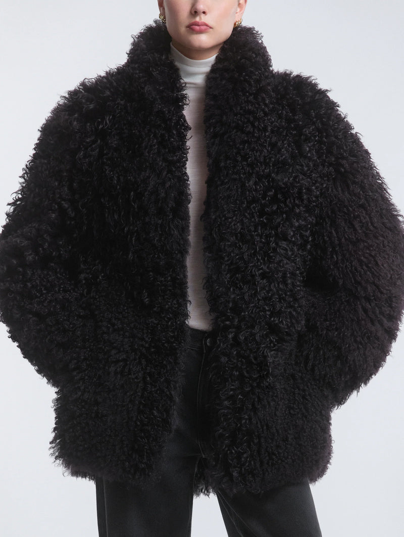 Amara Shearling Jacket in Rich Brown