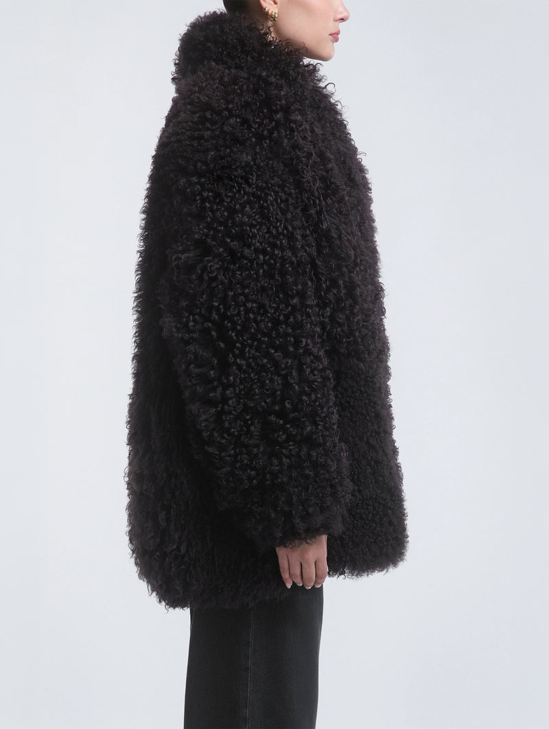 Amara Shearling Jacket in Rich Brown