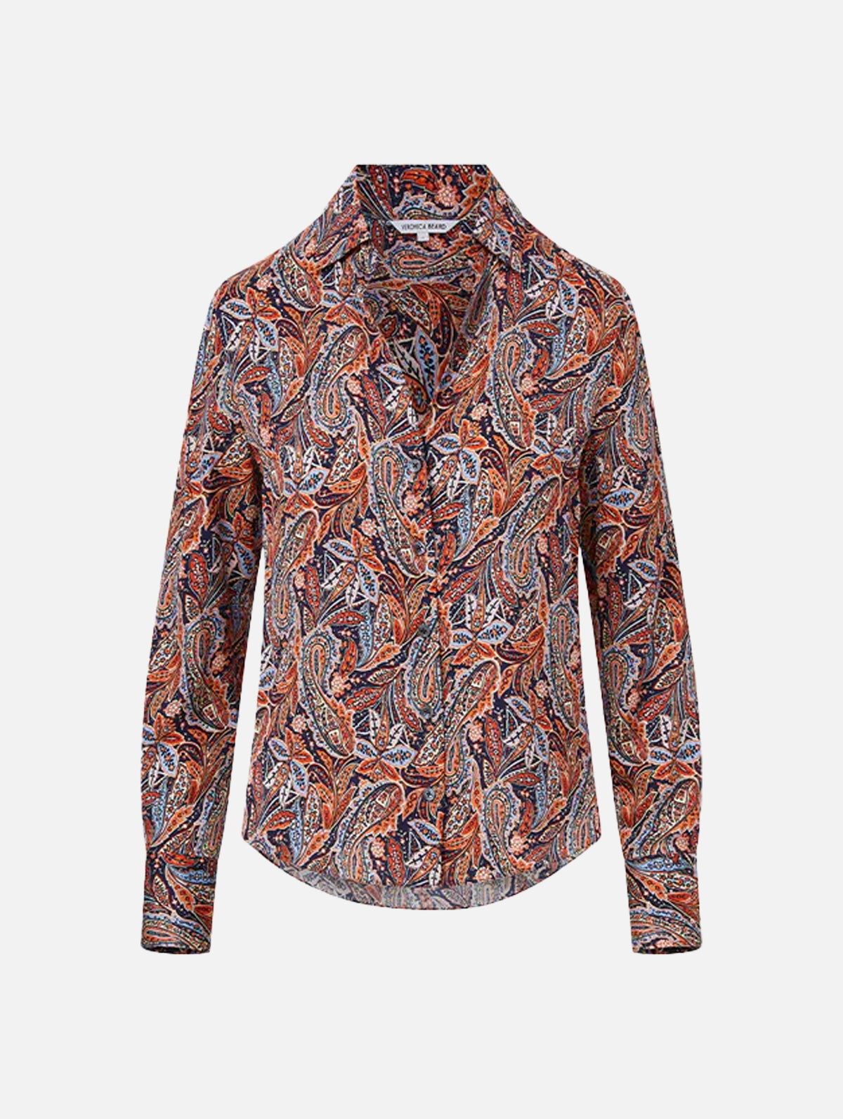 Amelia Paisley Silk Shirt in Navy