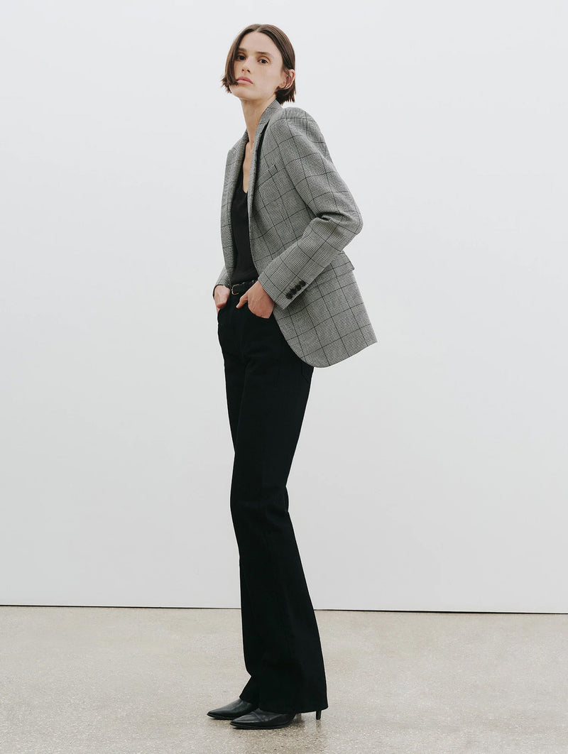 Anabel Wool Tailored Blazer in Black Plaid