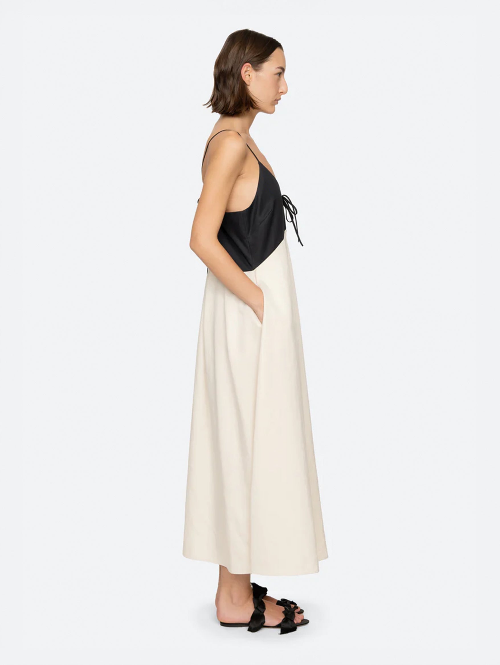 Angelina Maxi Dress in Black/White Multi