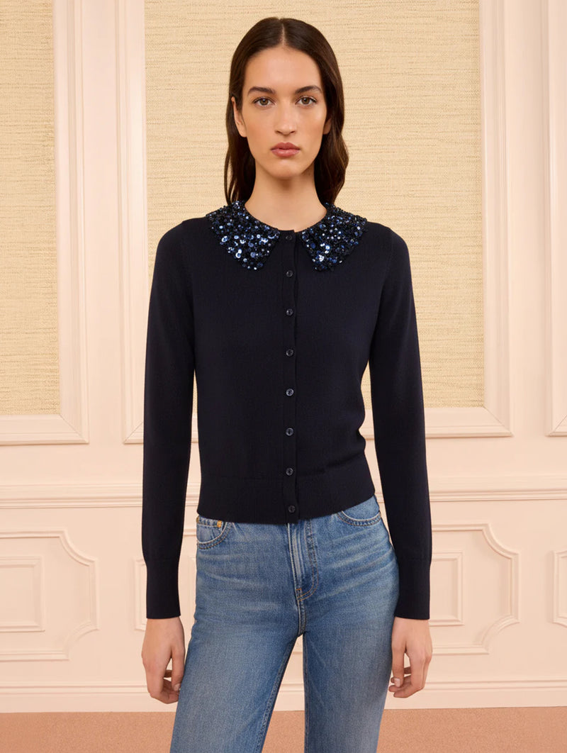 Anna Embellished Cardigan in Midnight