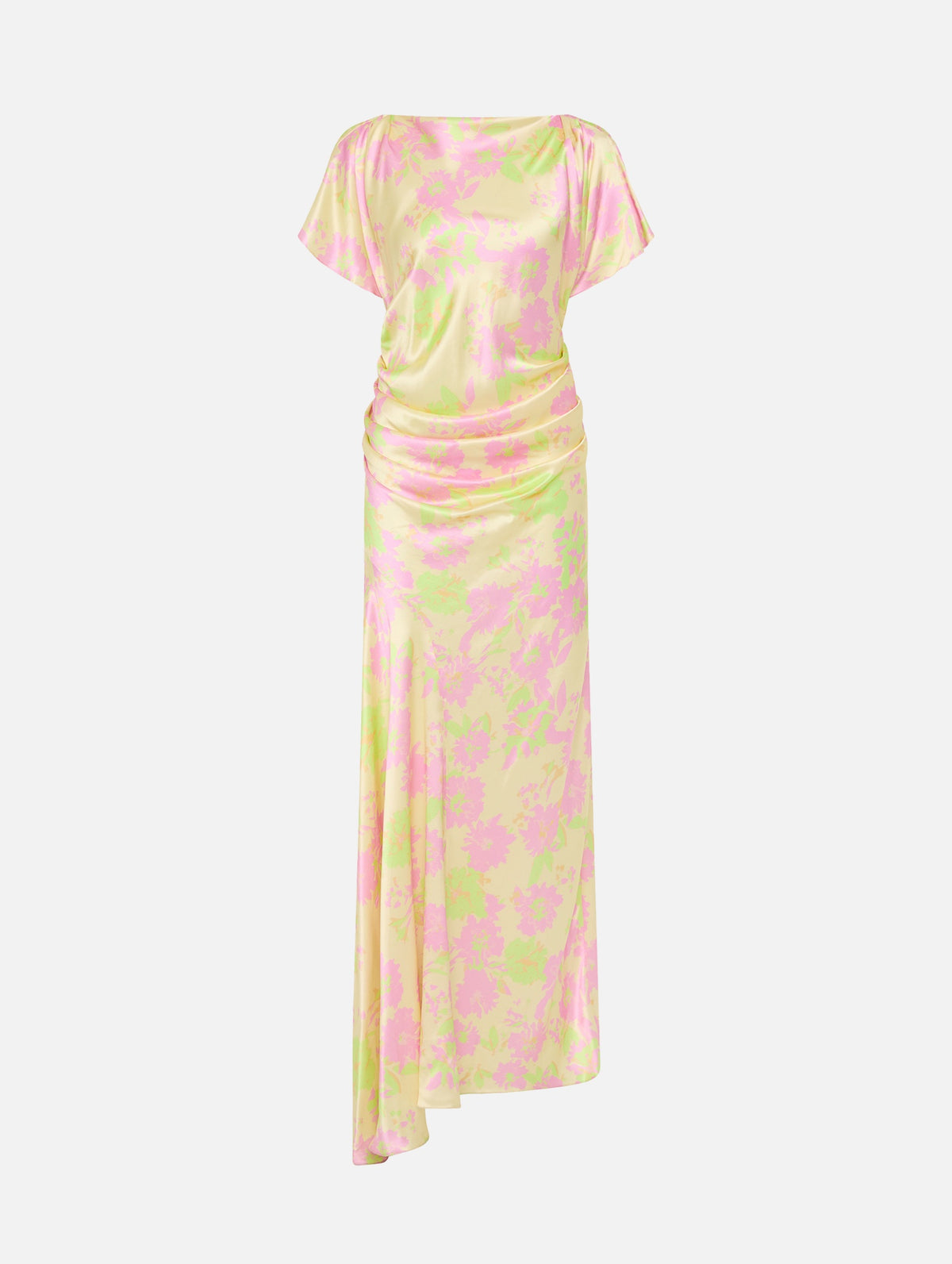 Annette Silk Drape Dress in Peach Floral