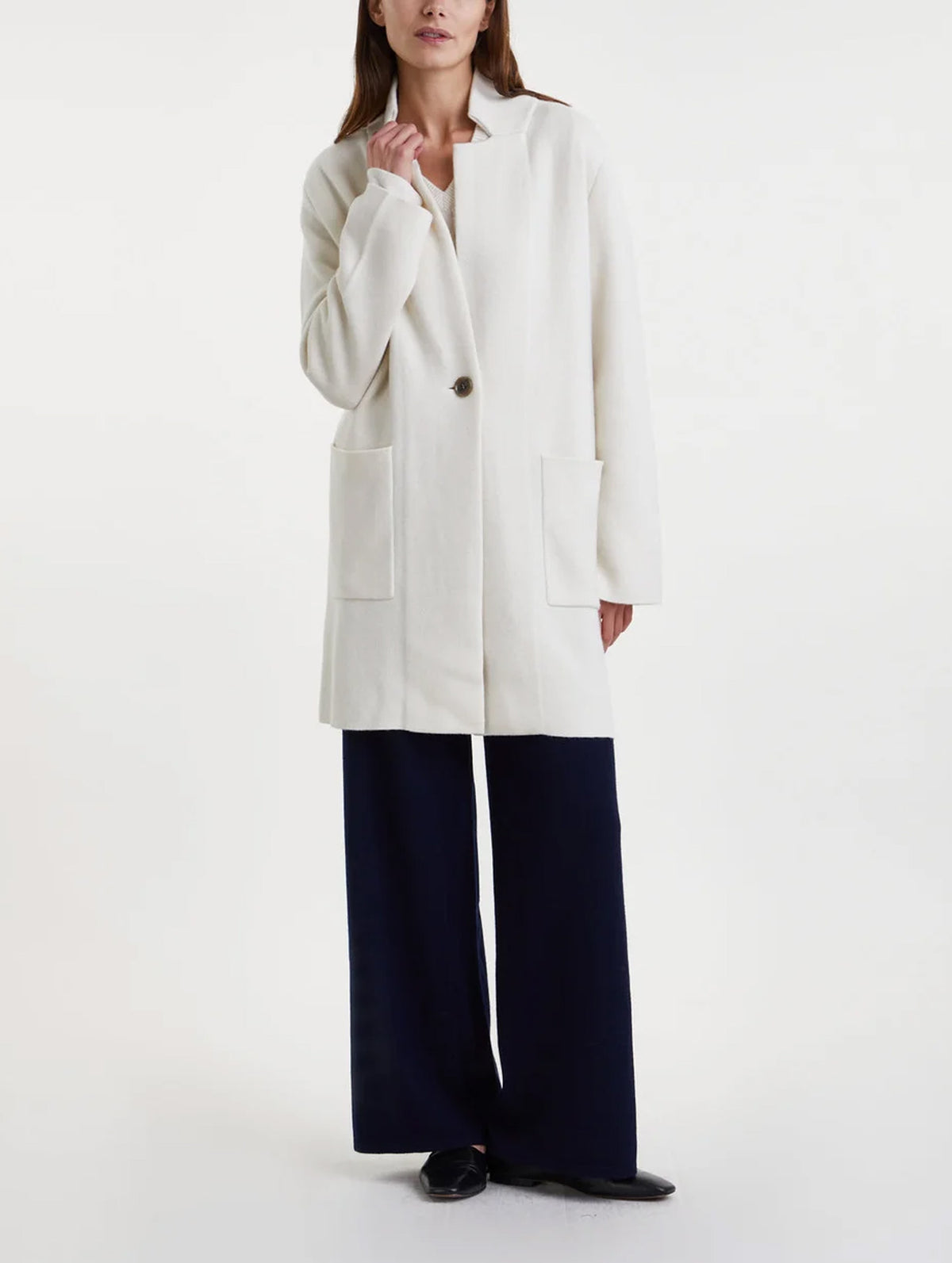 Anni Cashmere Cardigan Coat in Cream