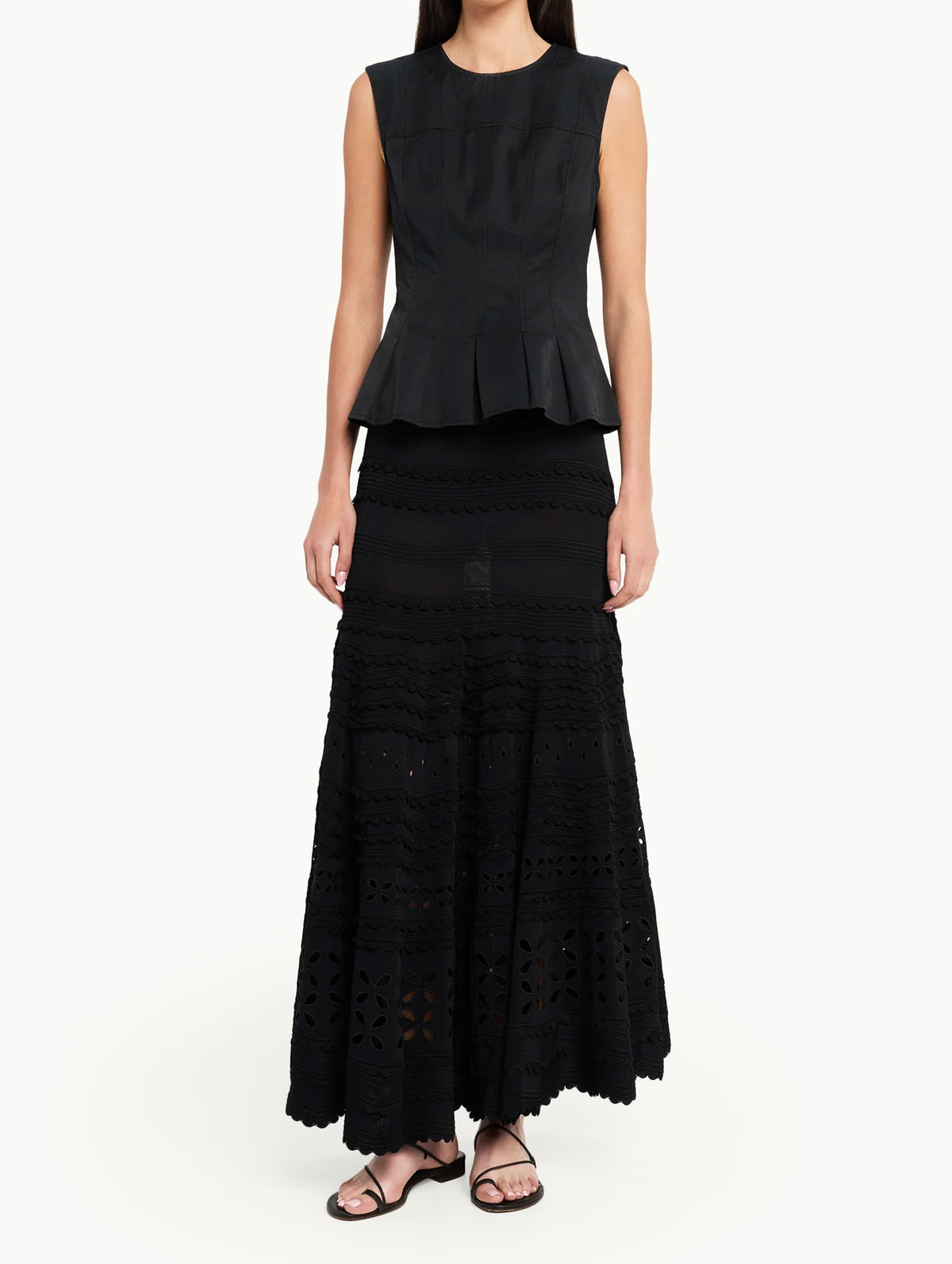 Annisa Eyelet Knit Skirt in Noir