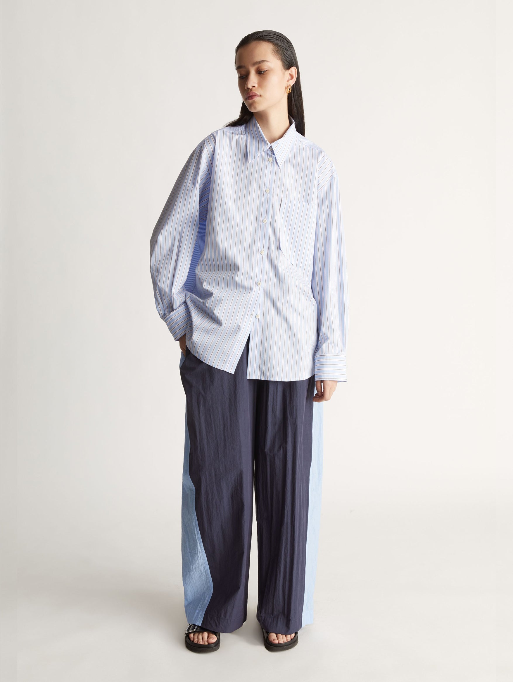 Antonia Cotton Shirt in Chambray Stripe