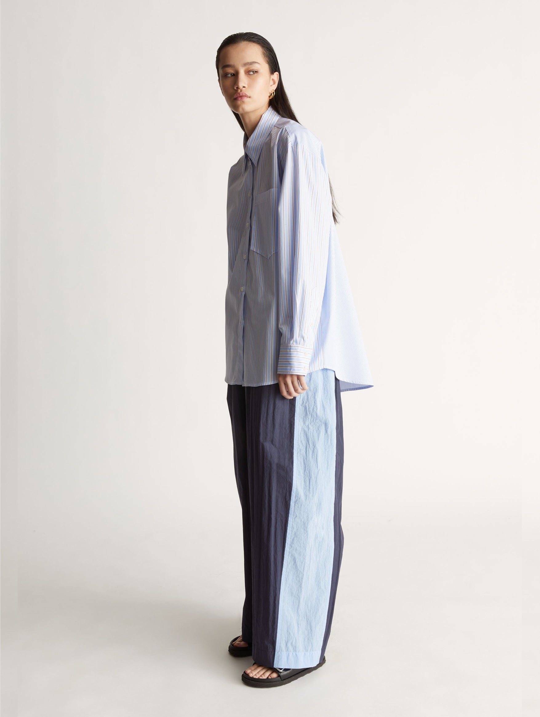 Antonia Cotton Shirt in Chambray Stripe